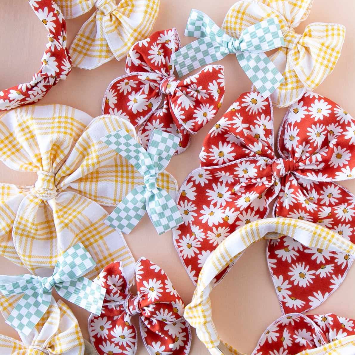 Sunflower Plaid | Pigtail Set - Petite Party Bow