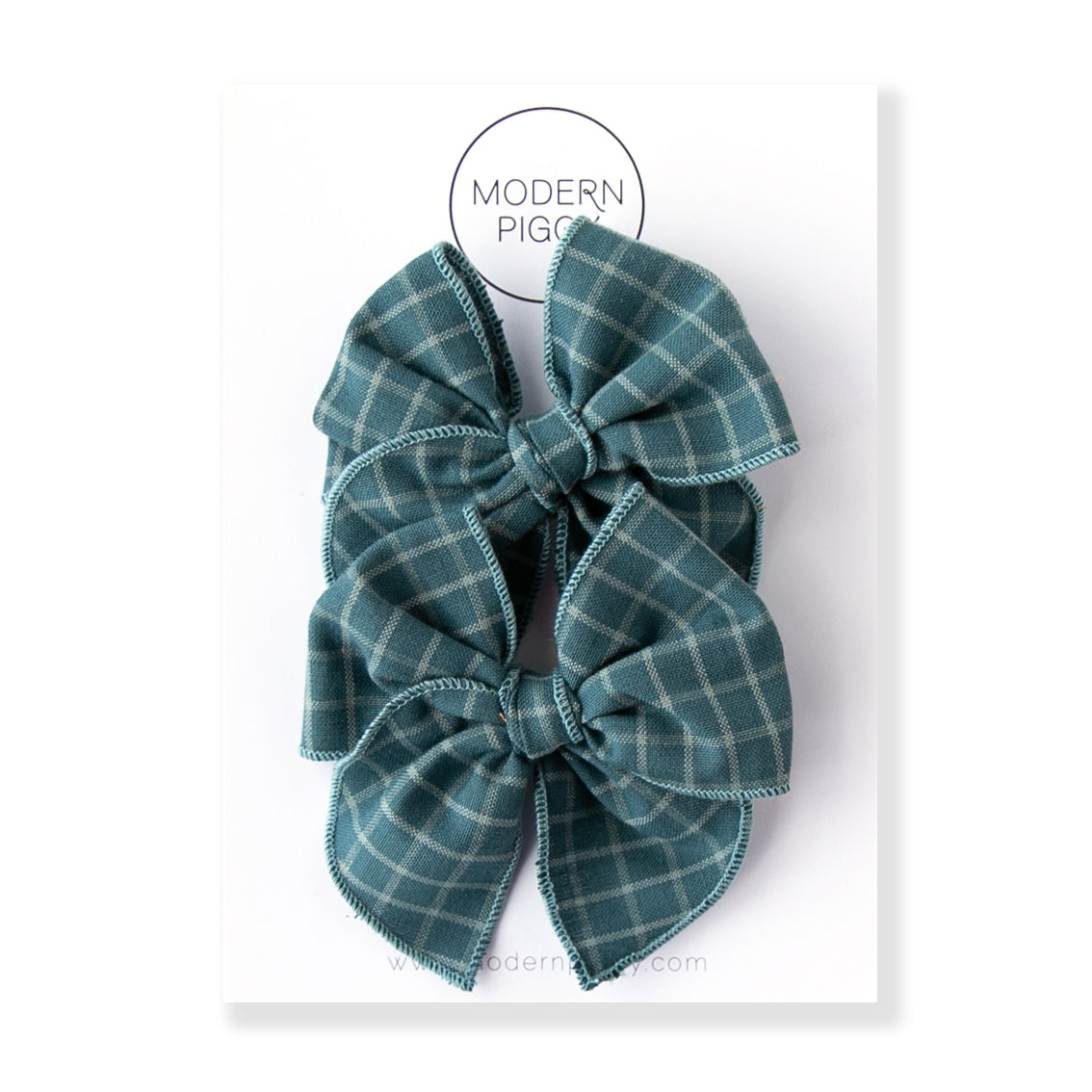 Harbor Grid| Pigtail Set - Petite Party Bow