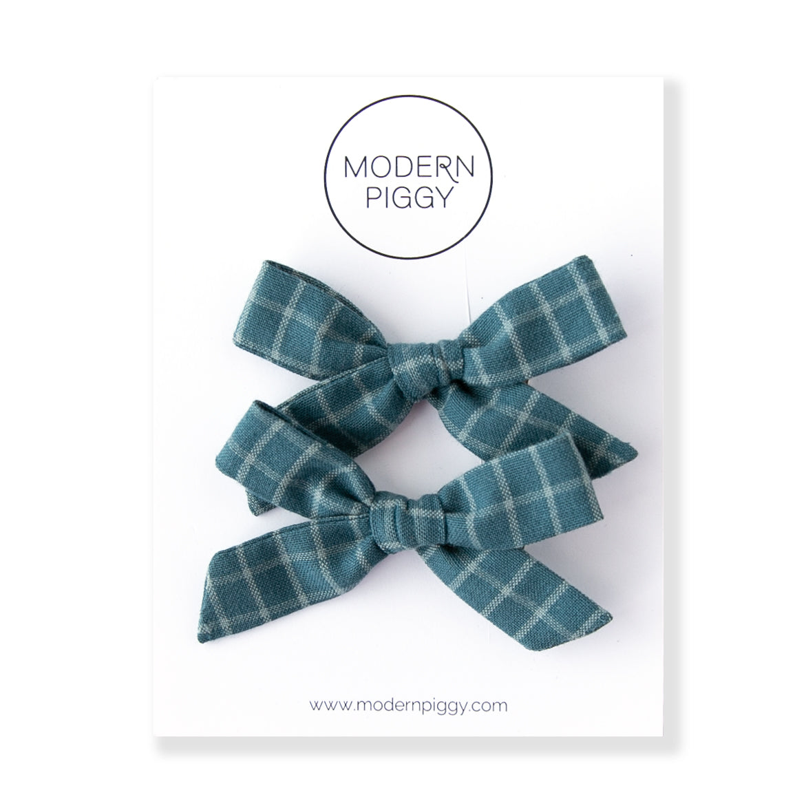 Harbor Grid | Pigtail Set - Hand-tied Bow