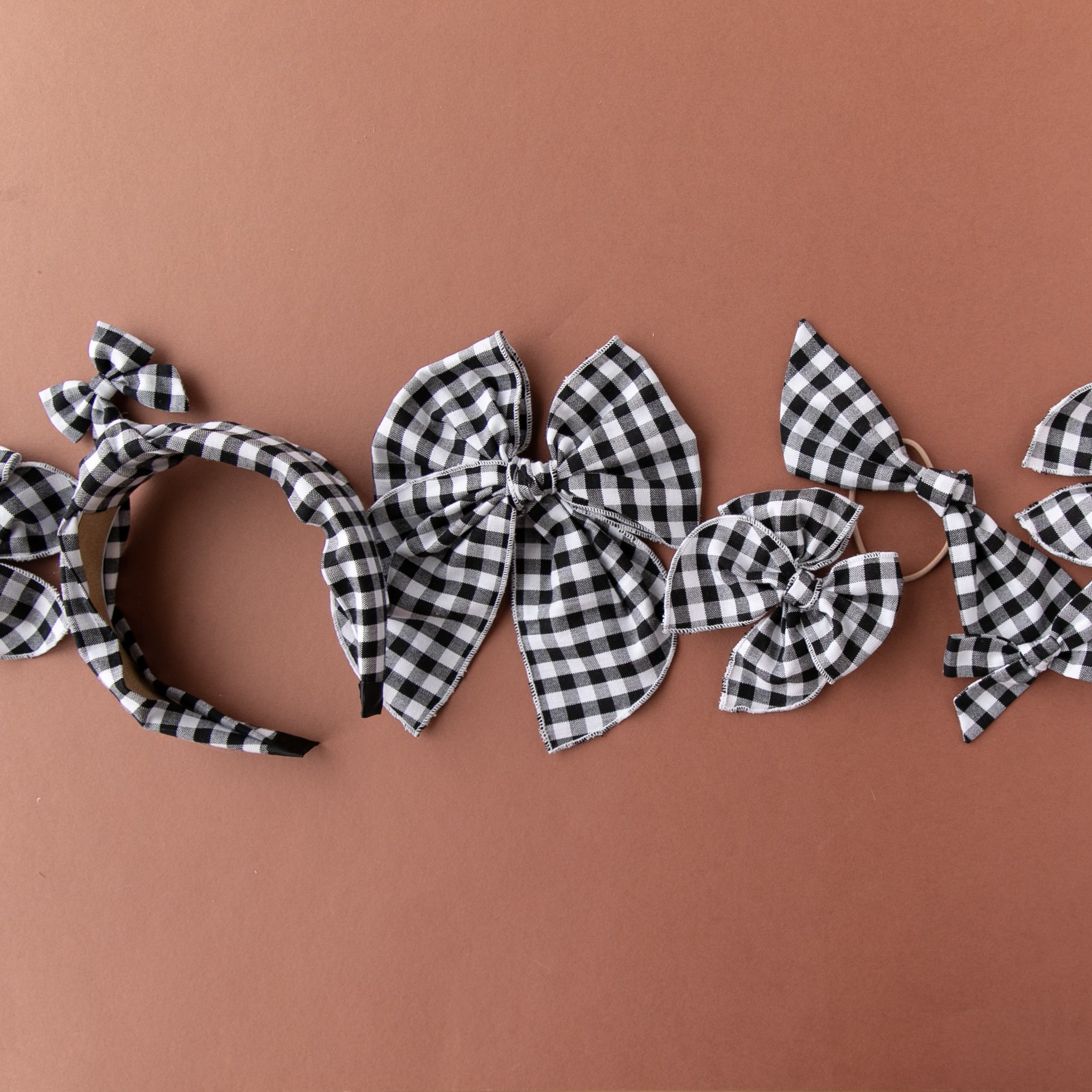 Black Gingham | Pigtail Set - Petite Party Bow