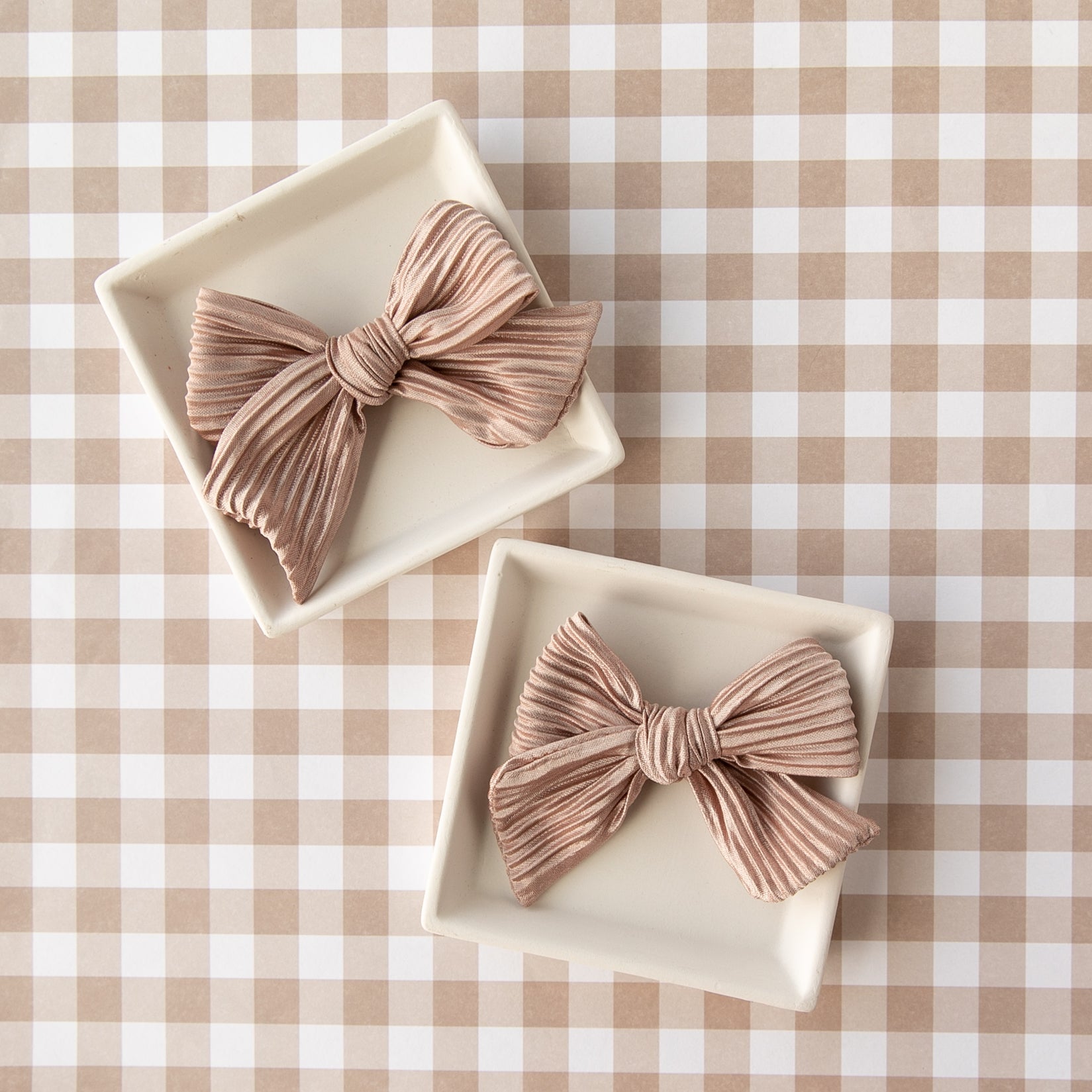 Mauve Plisse | Oversized Hand-tied Bow