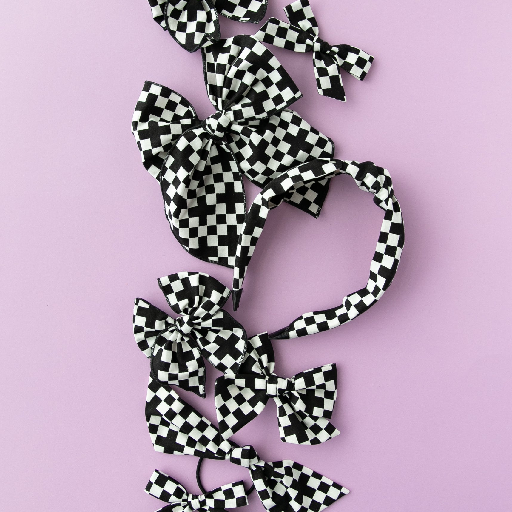 Checkers | Pigtail Set - Hand-tied Bow