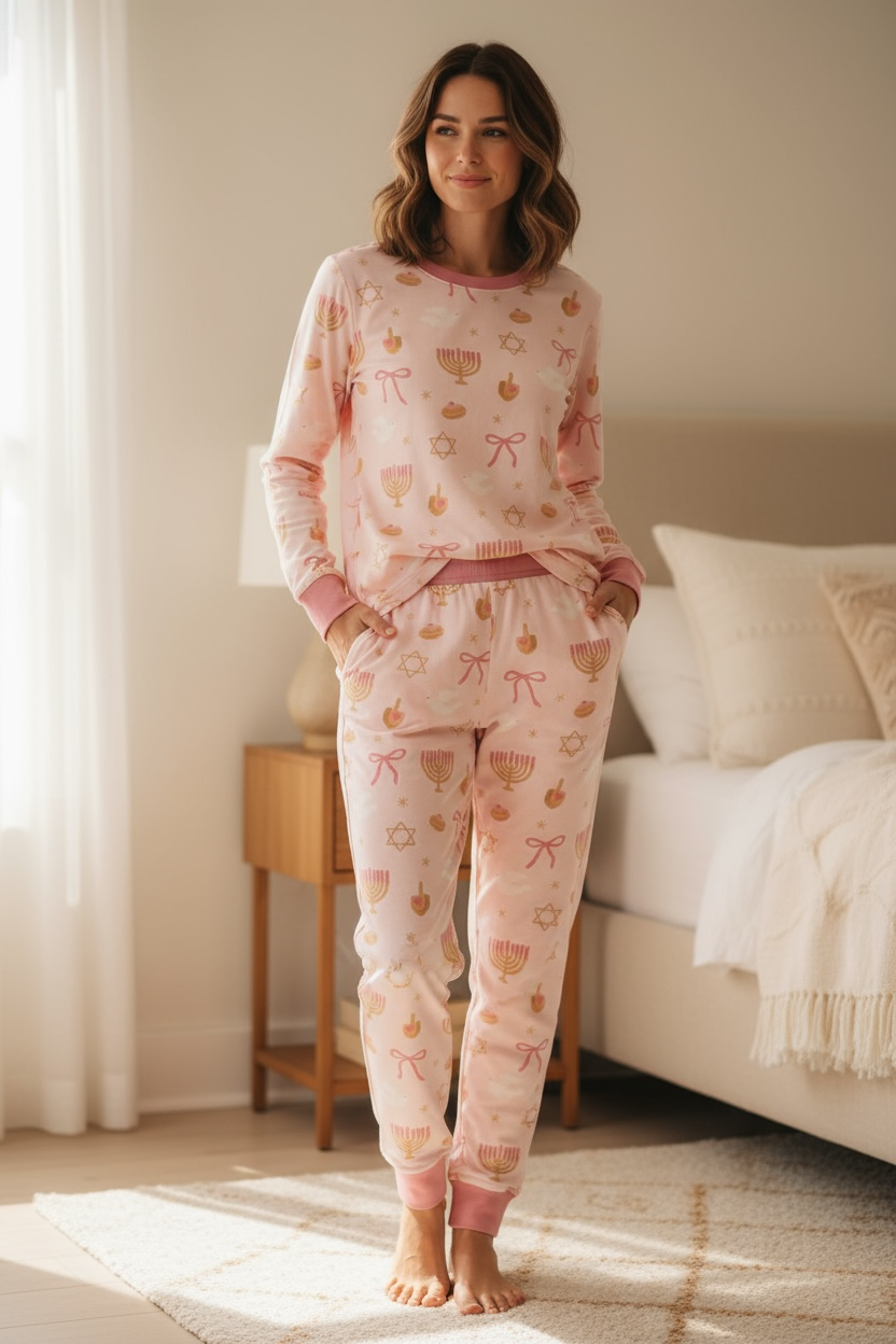 Pretty In Hanukkah (women's Long Sleeve Pj)