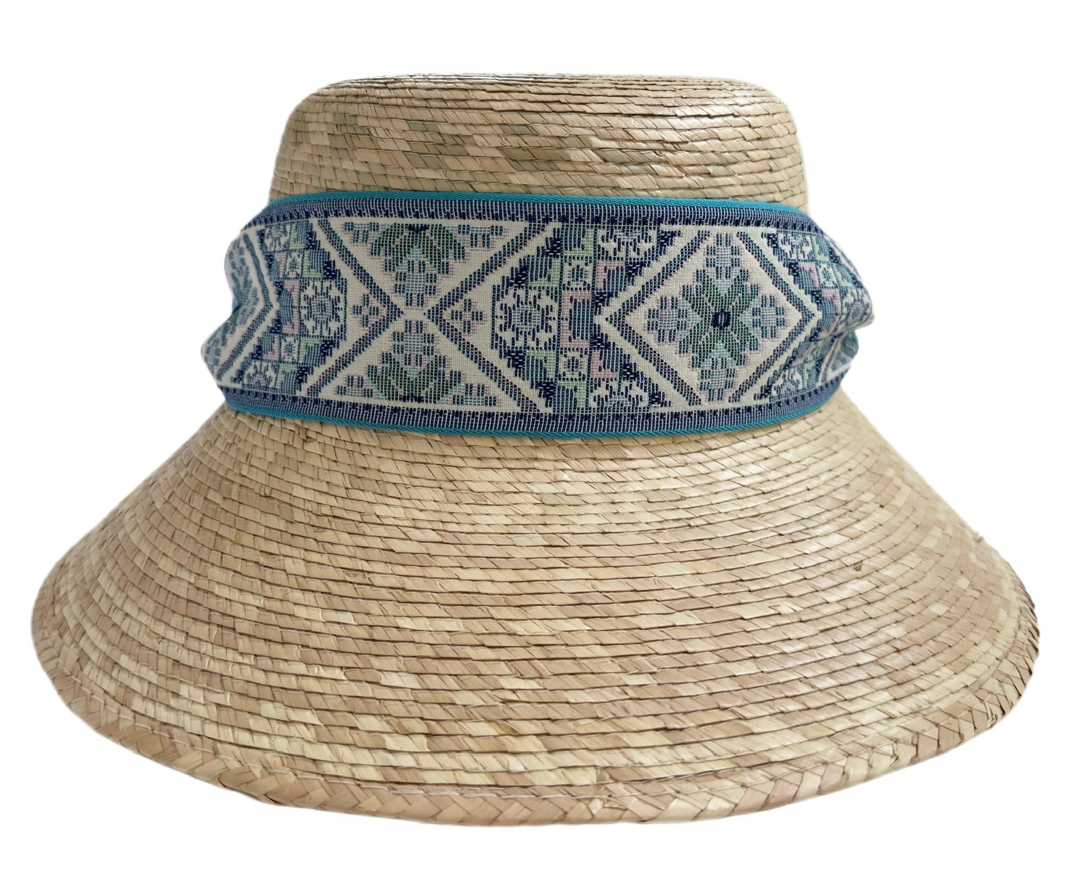 Clematis Bucket Hat - Vintage Blue Azure Tapestry Short Ribbon