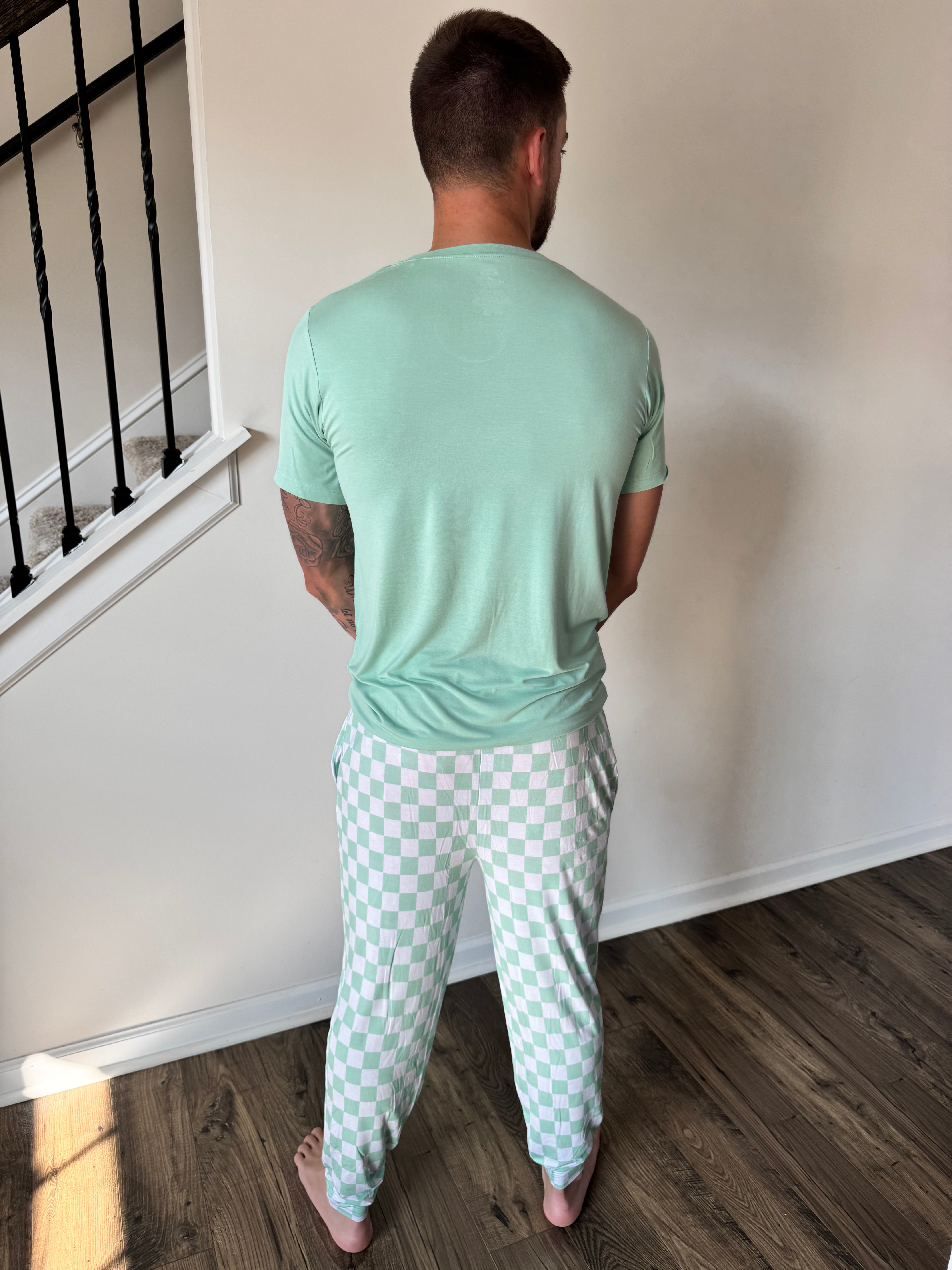 Mint Checkers Men's Dream Jogger Set