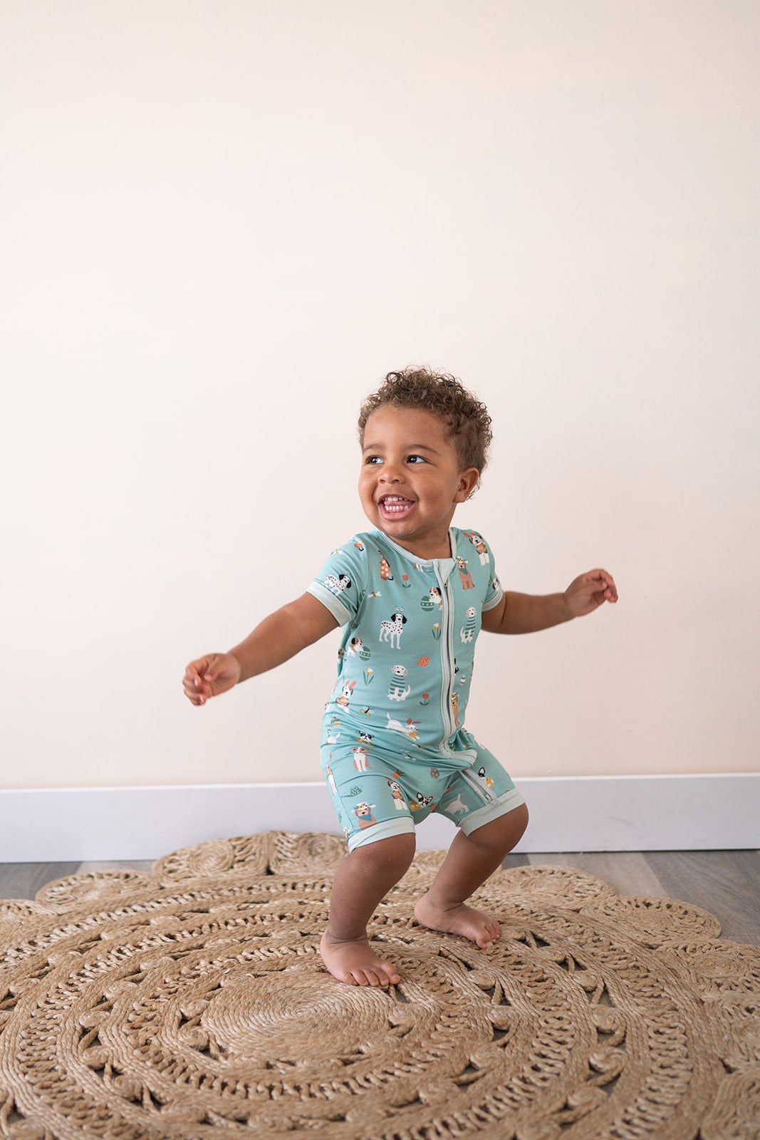 Puppy Egg Hunt (romper) - Aquamarine