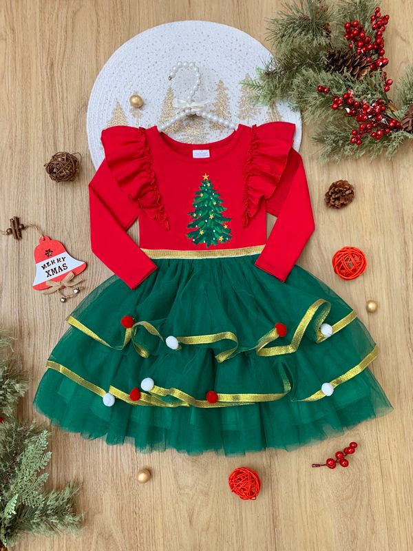 Holiday Cheers Christmas Tree Tutu Dress