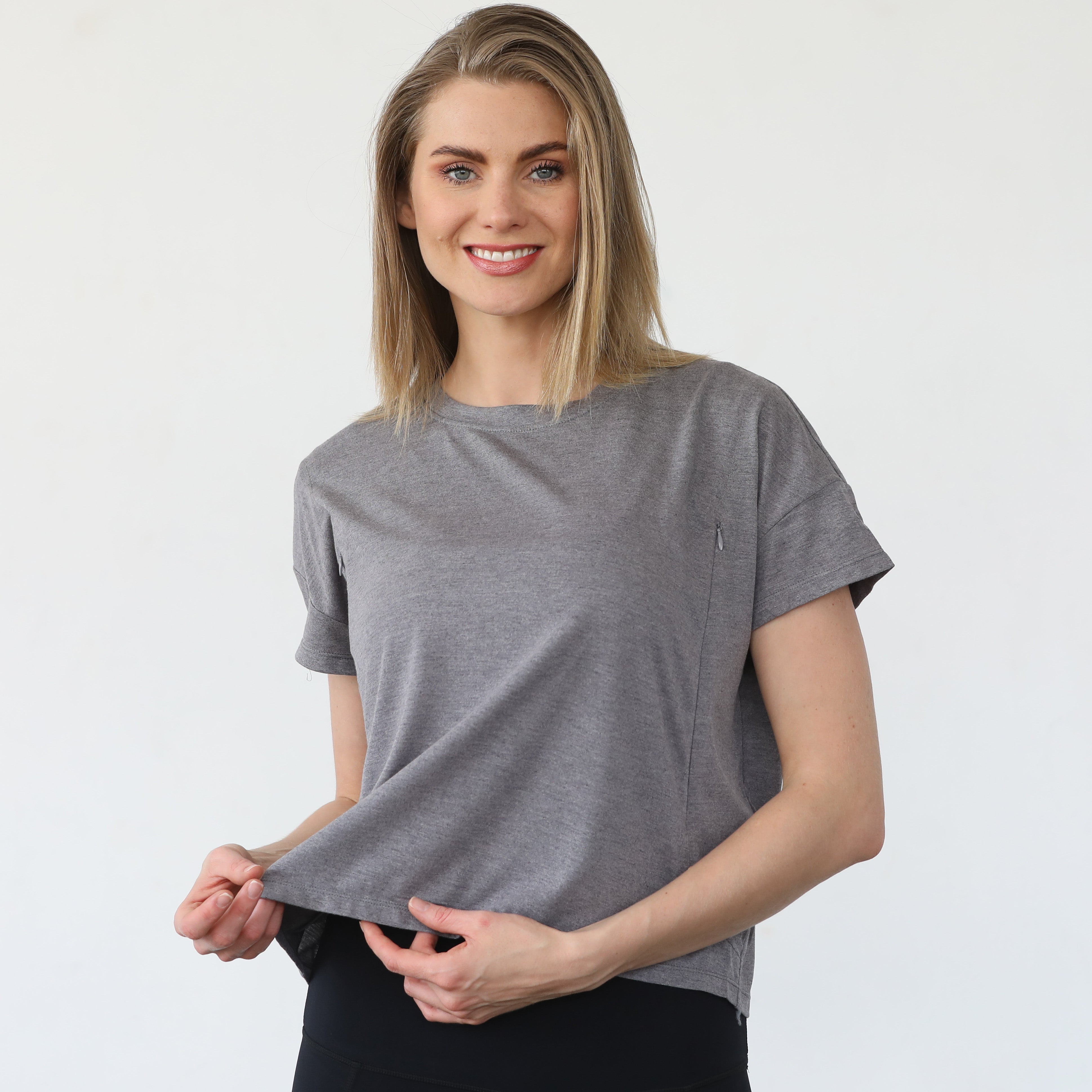 Abigail Short Sleeve Nursing T-shirt (dark Gray)