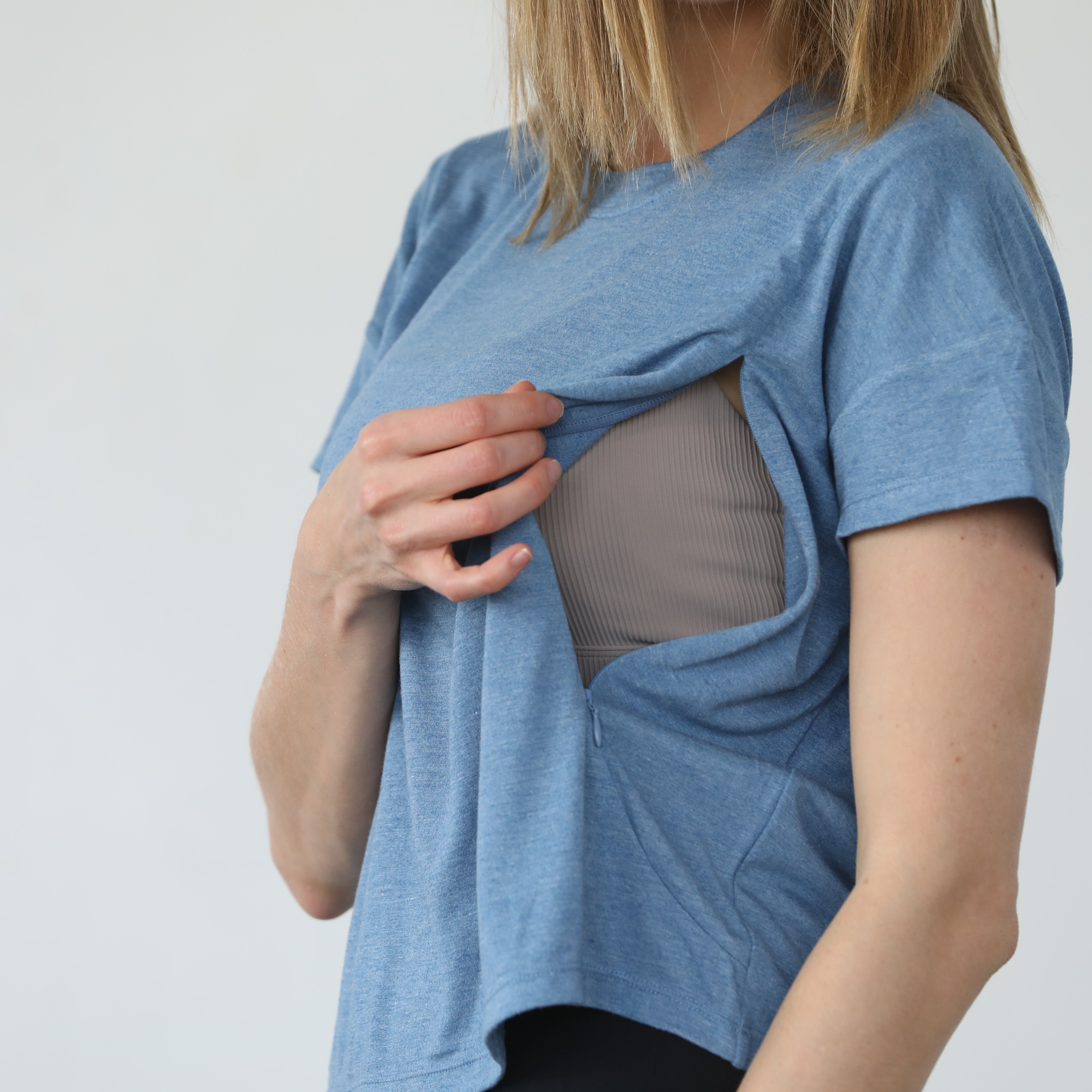 Abigail Short Sleeve Nursing T-shirt (pacific Blue)