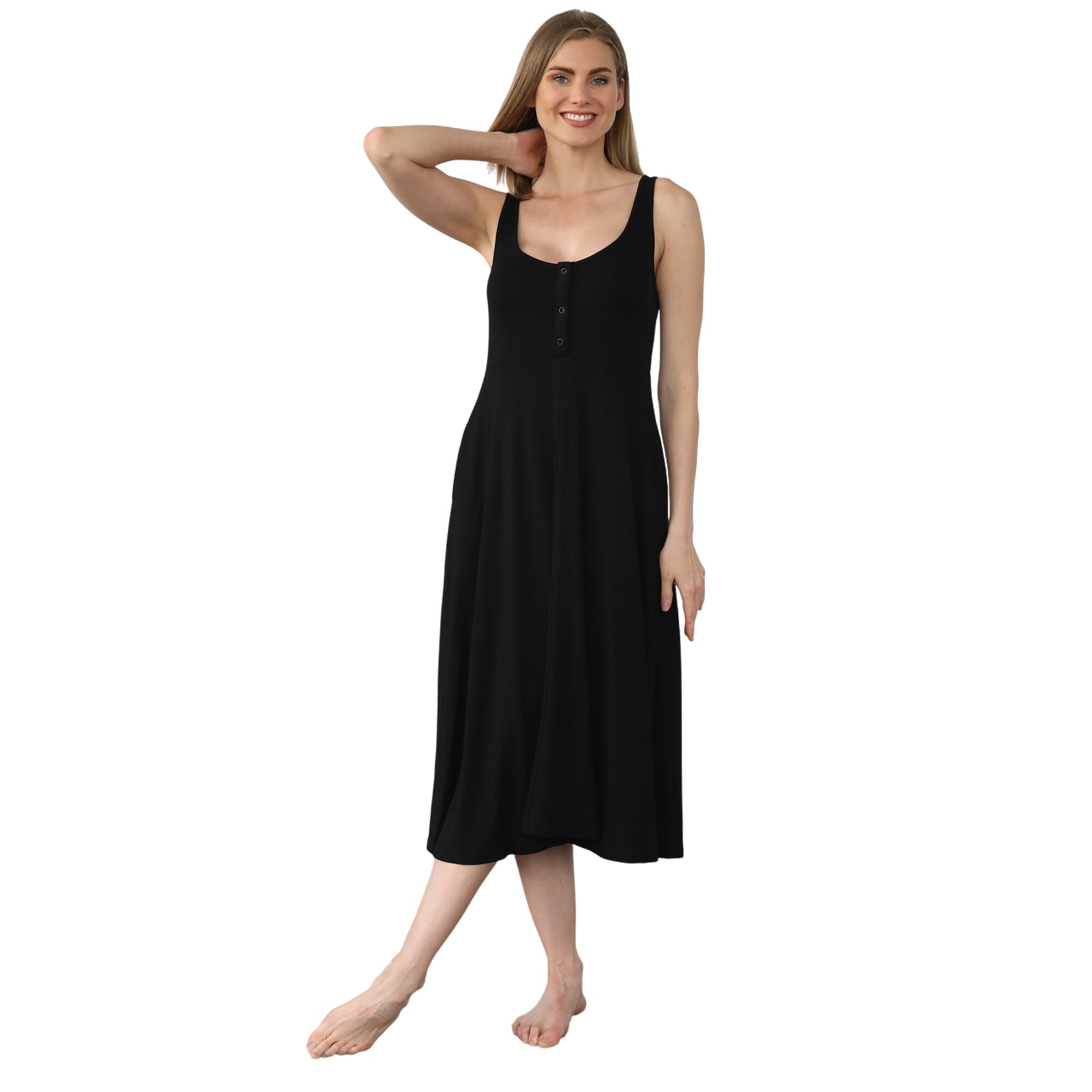 Audrey Softest Rib Nursing & Pregnancy Tank Dress (noir)