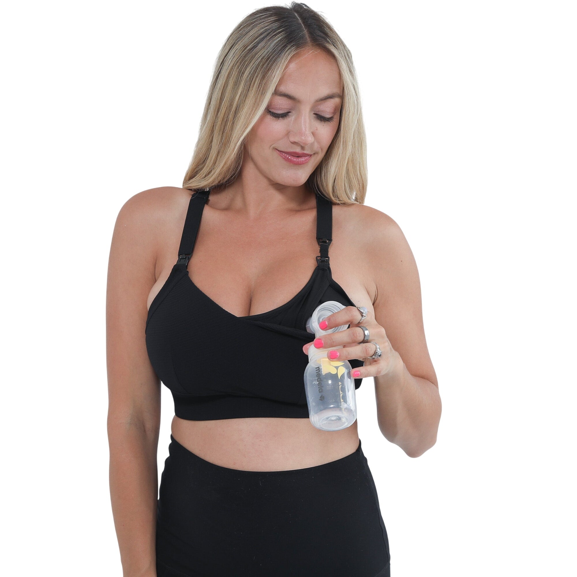 Maeve Run Times Sewn In Cups Nursing & Pumping Sports Bra (noir)