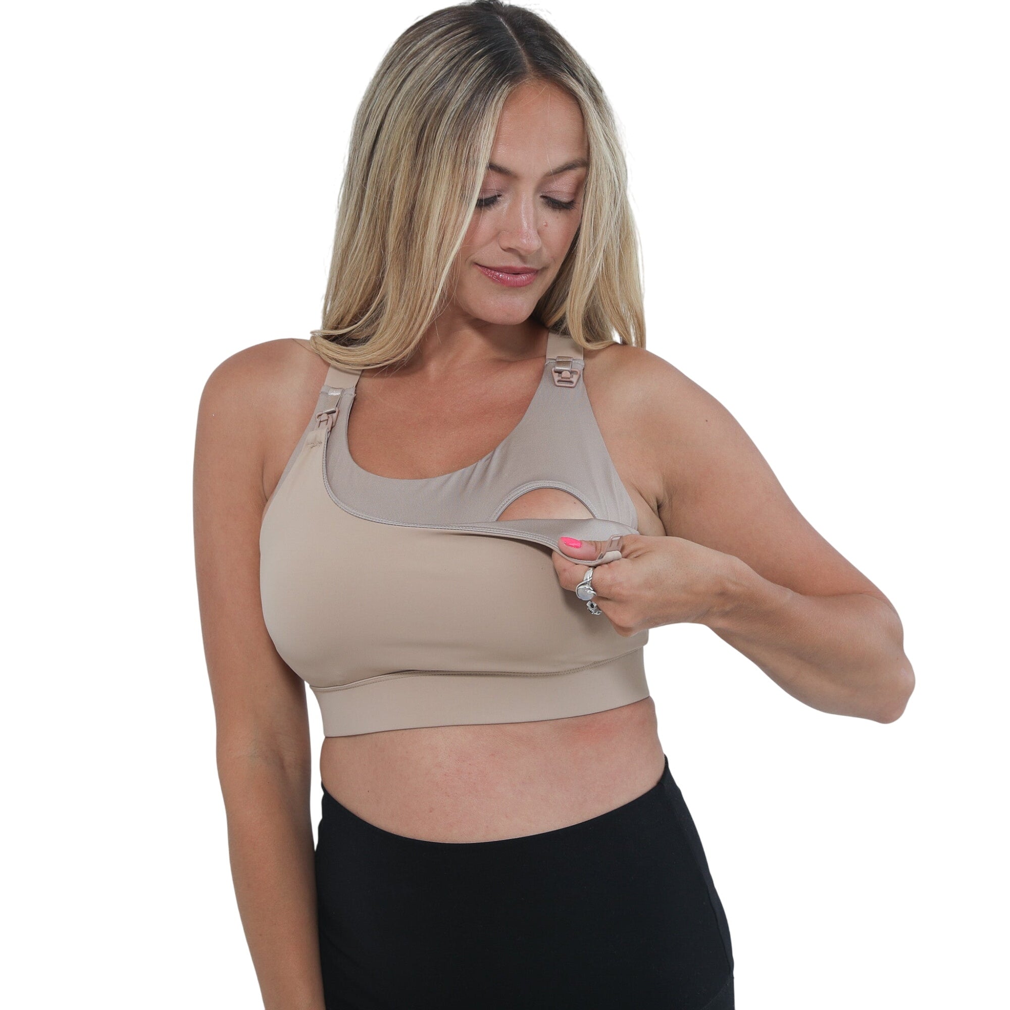 Venice High Impact Full Coverage Nursing Sports Bra (taupe)