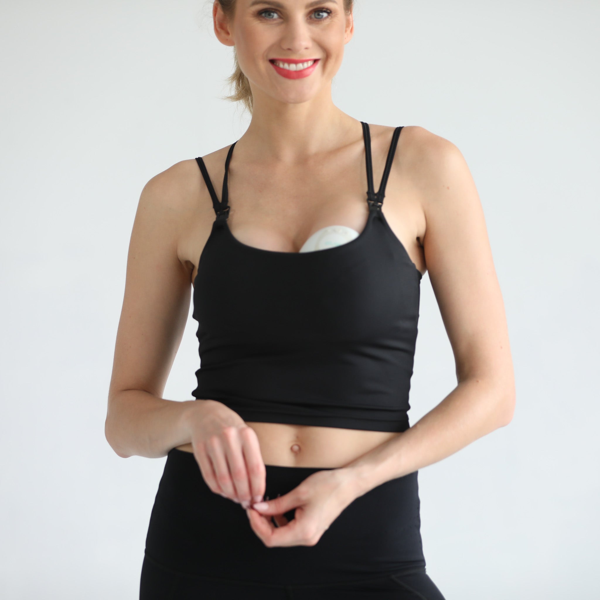 Sienna - Light Support Nursing Crop Tank Bra (ribbed Noir)