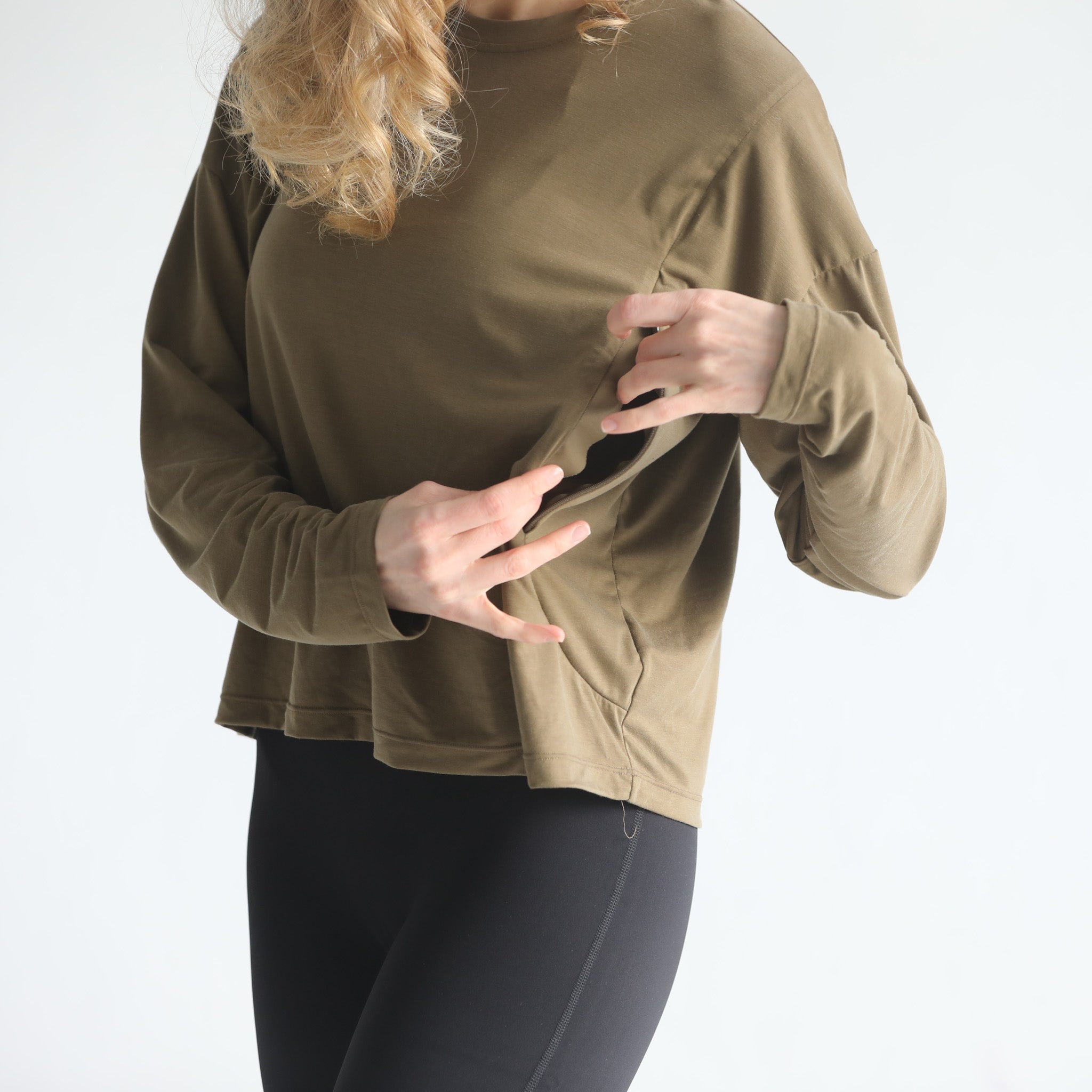 Abigail Long Sleeve Nursing Pullover (sage Grove)