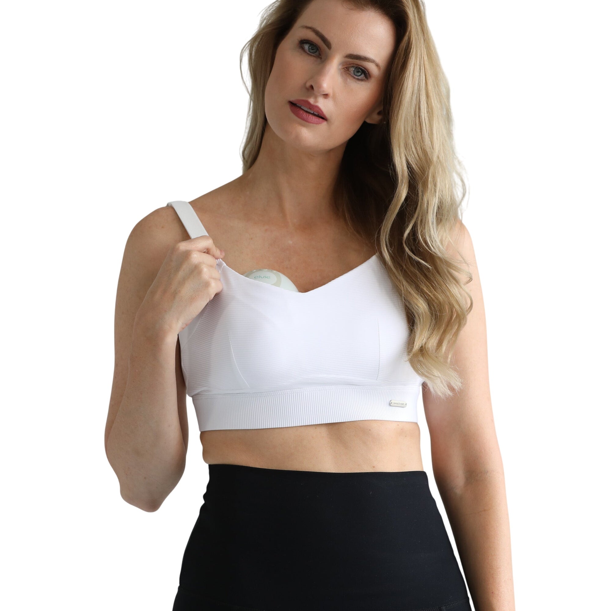 Maeve Run Times Sewn In Cups Nursing & Pumping Sports Bra (blanc)