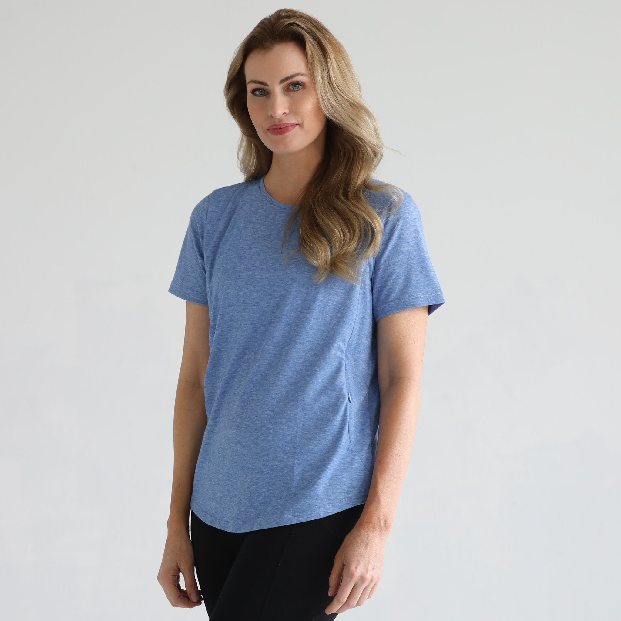 Harper Cross Back Short Sleeve Nursing Tee (pacific Blue)