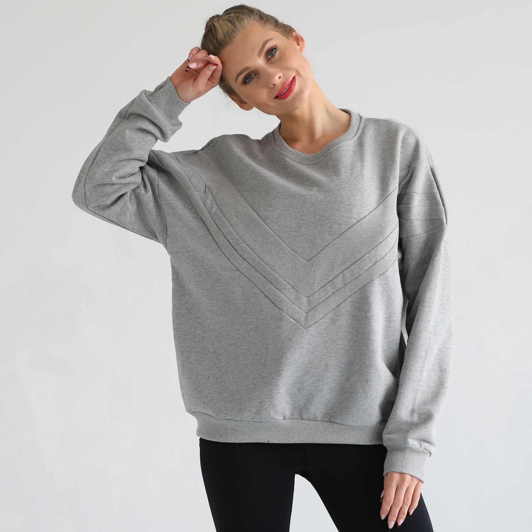 Isabella Oversized Nursing & Pregnancy Sweatshirt (heather Gray)