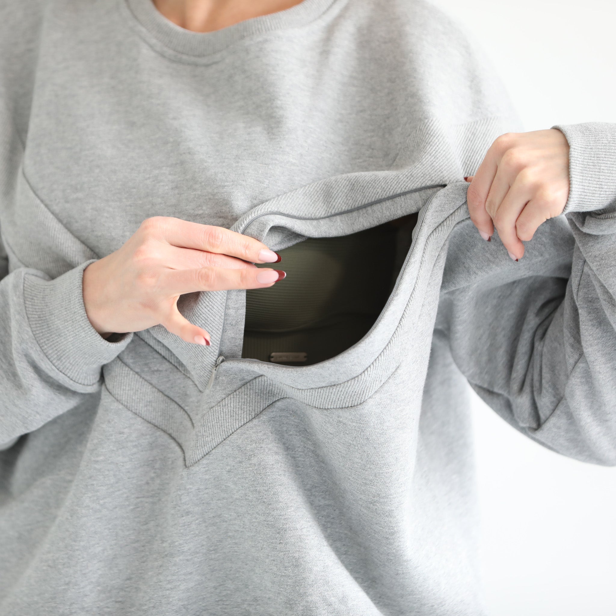 Isabella Oversized Nursing & Pregnancy Sweatshirt (heather Gray)