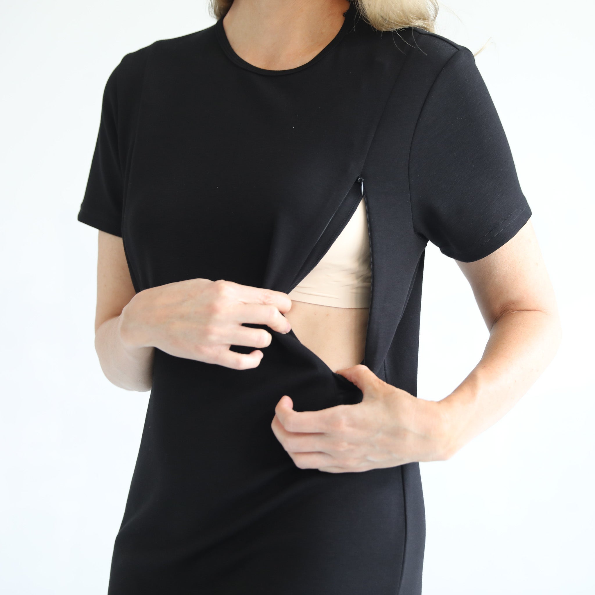 Isla Nursing T-shirt Dress (noir)