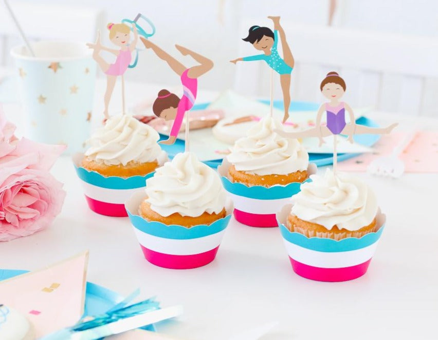 Gymnastics Cupcake Toppers & Wrappers, 12 Ct