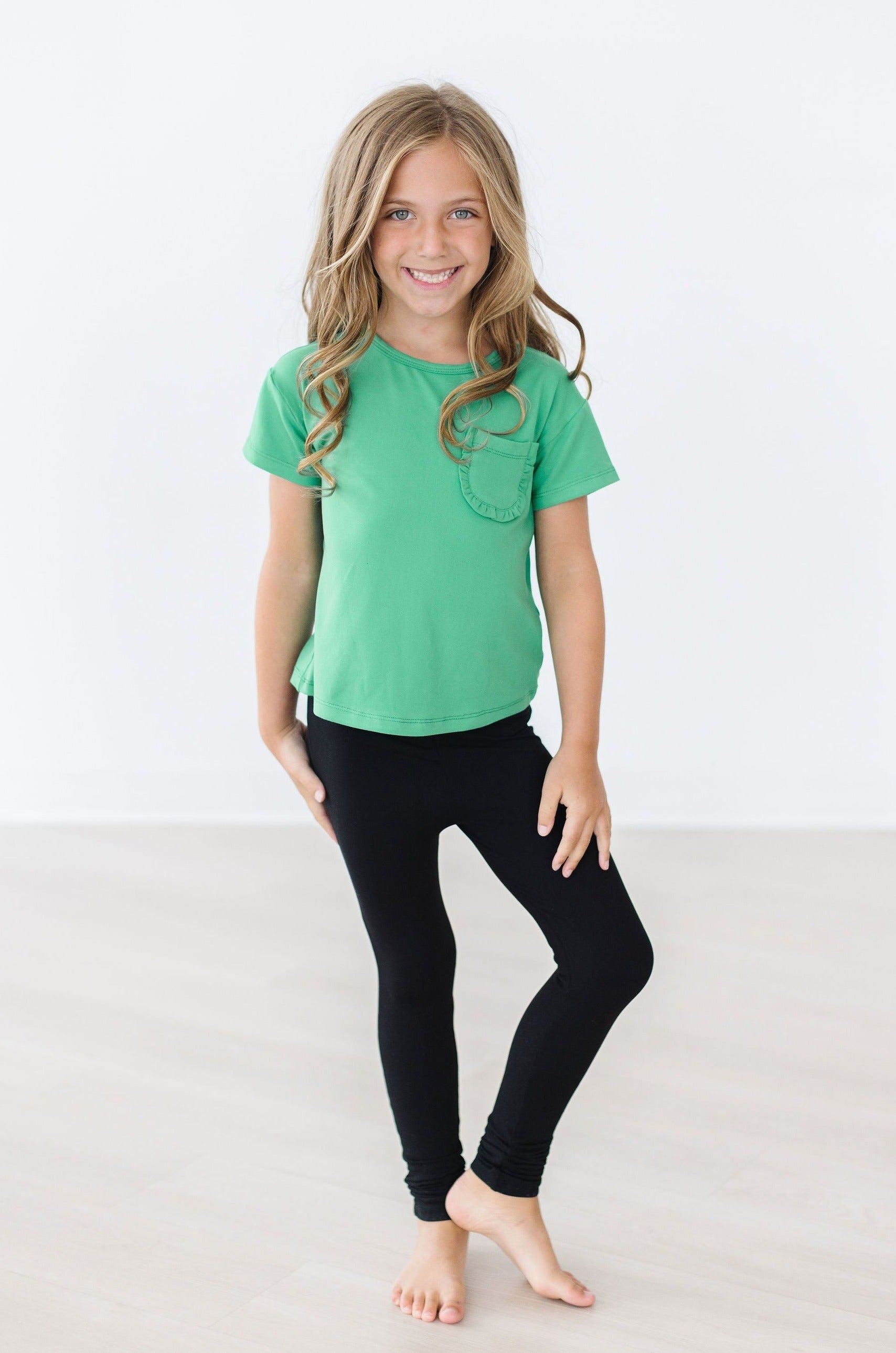 Kelly Green Ruffle Pocket Tee