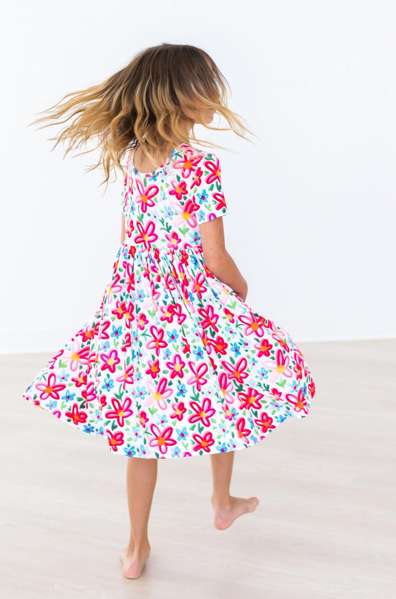 Neon Floral S/s Pocket Twirl Dress