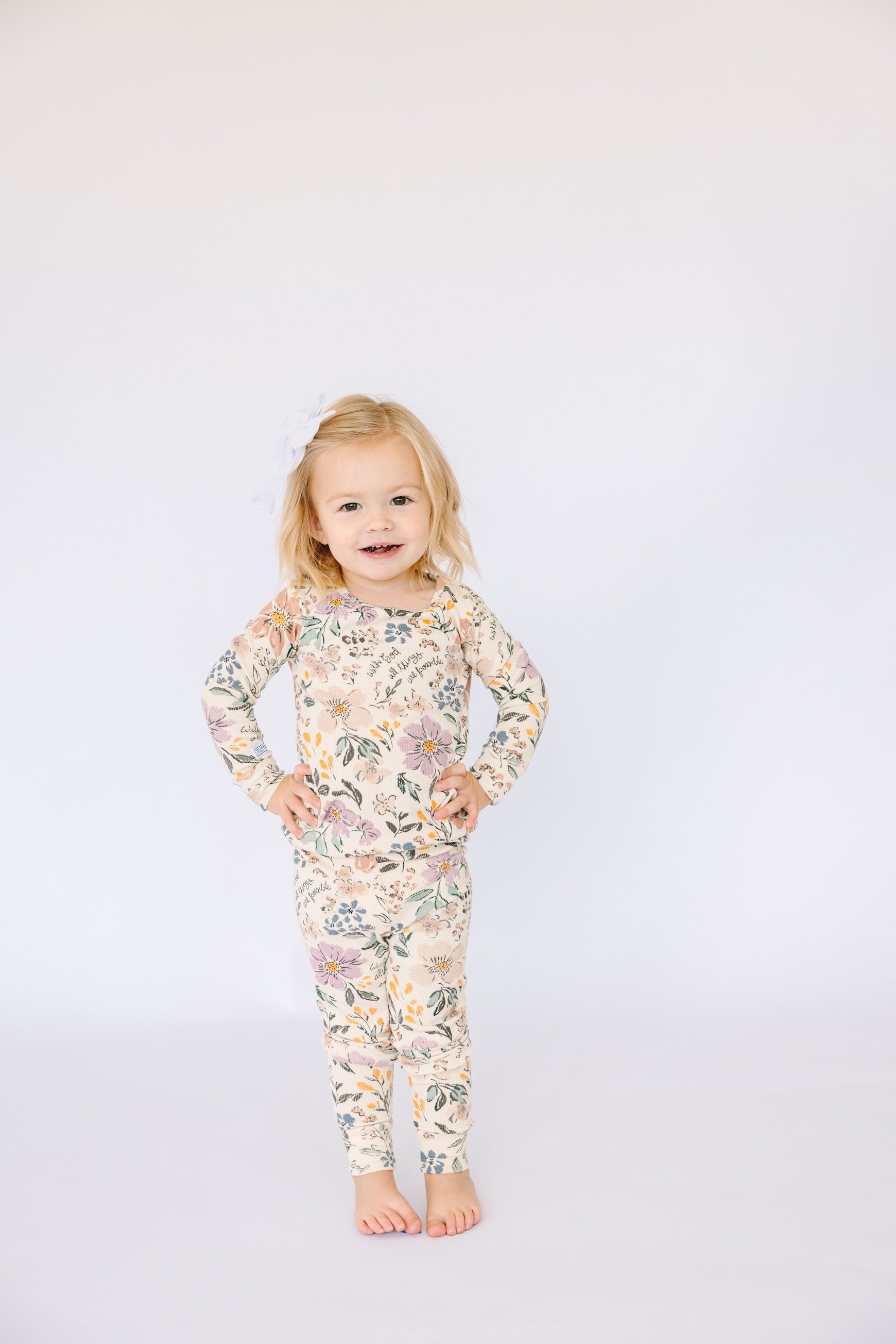 All Things Are Possible Pj Long Sleeve Set Ribbed Cotton-bamboo Blend