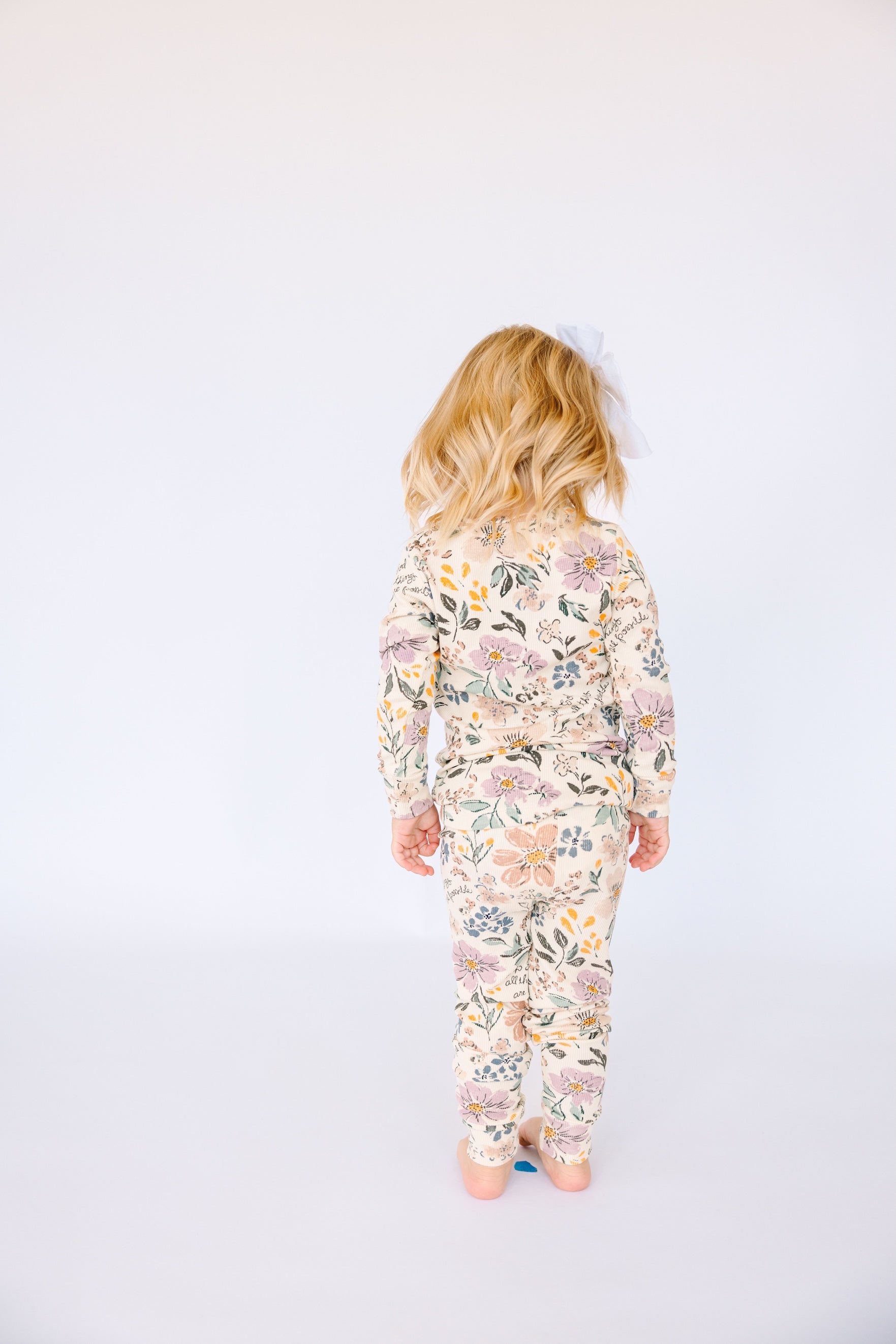 All Things Are Possible Pj Long Sleeve Set Ribbed Cotton-bamboo Blend