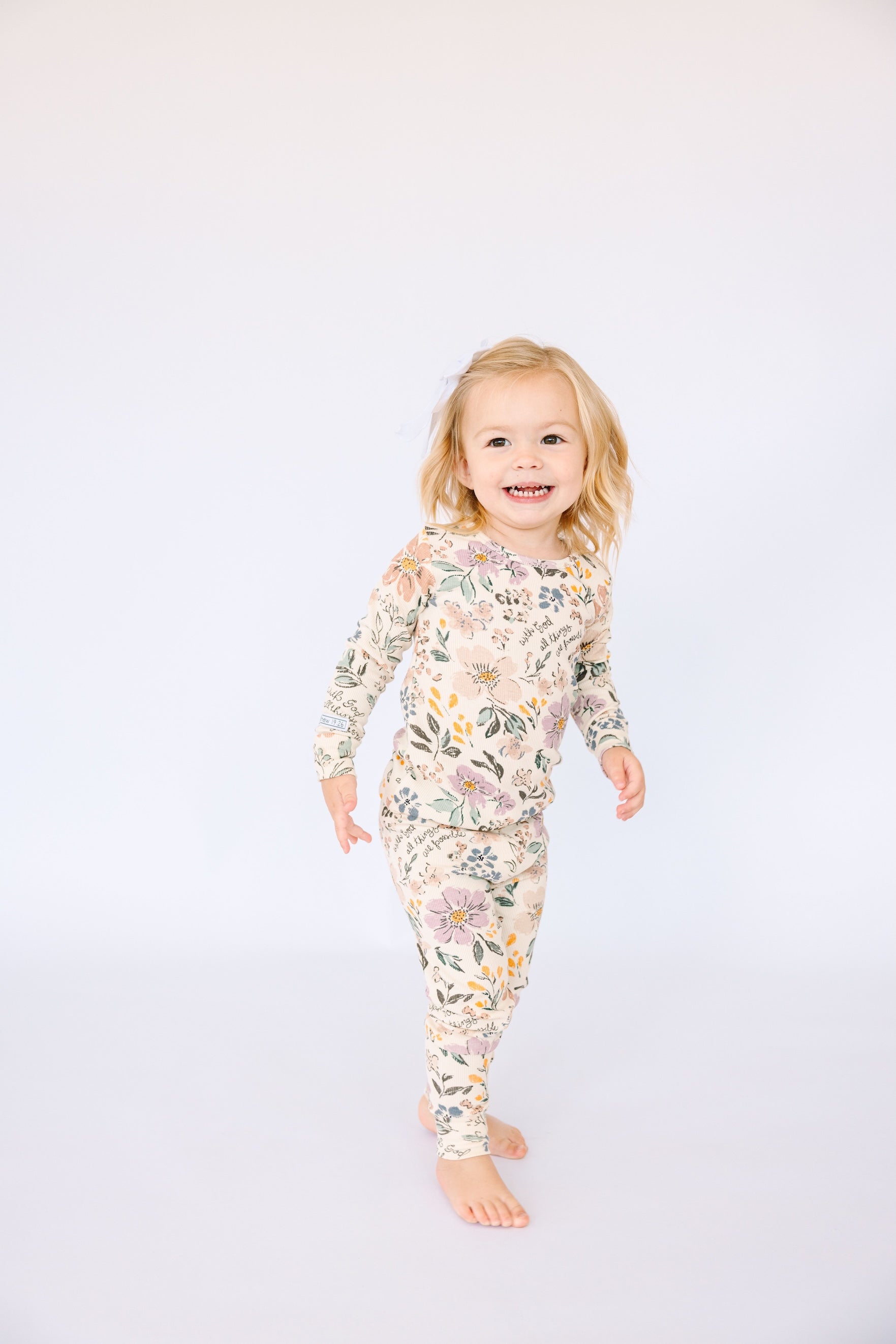 All Things Are Possible Pj Long Sleeve Set Ribbed Cotton-bamboo Blend