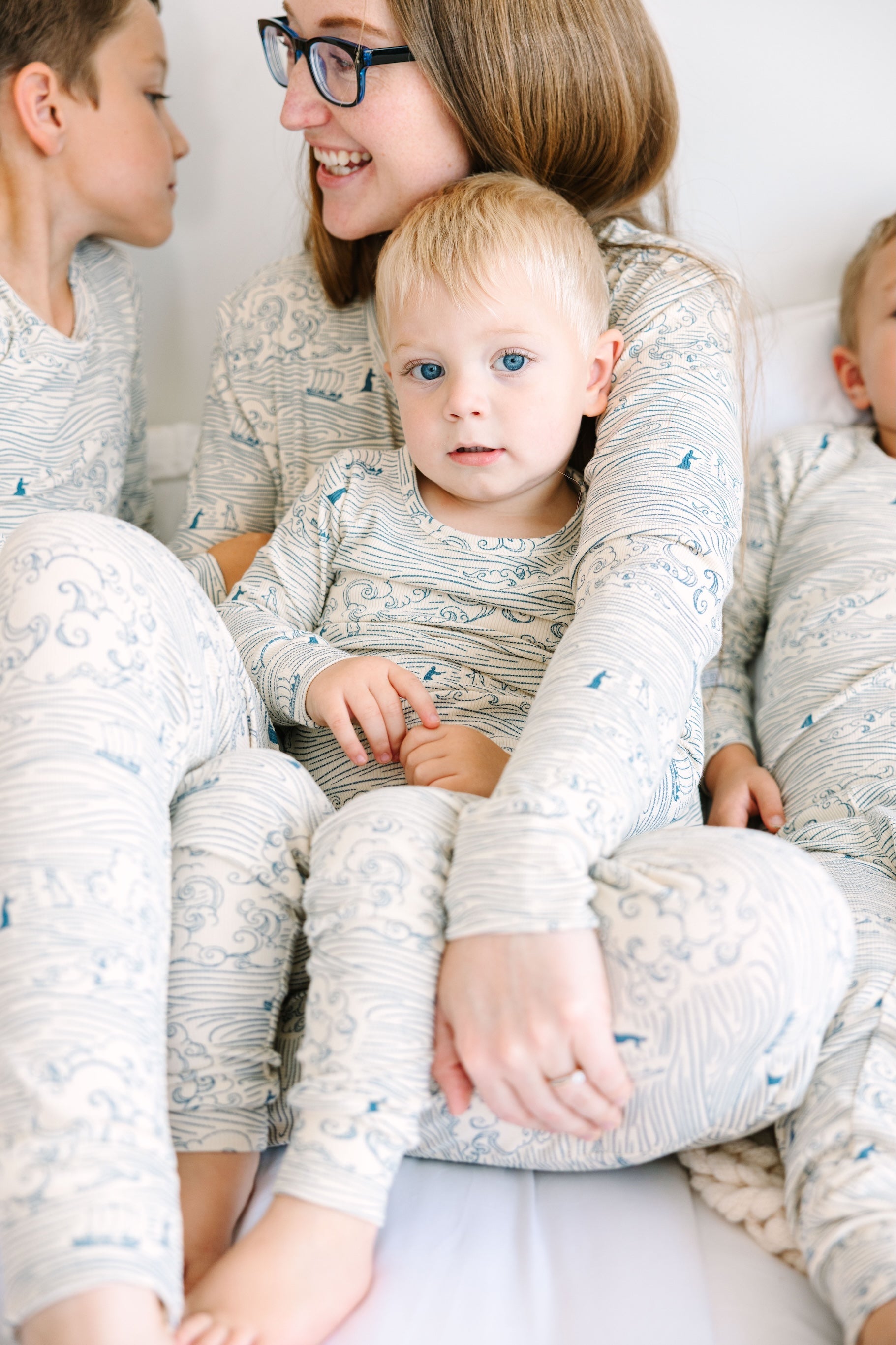 Walking On Water Pj Long Sleeve Set Ribbed Cotton-bamboo Blend