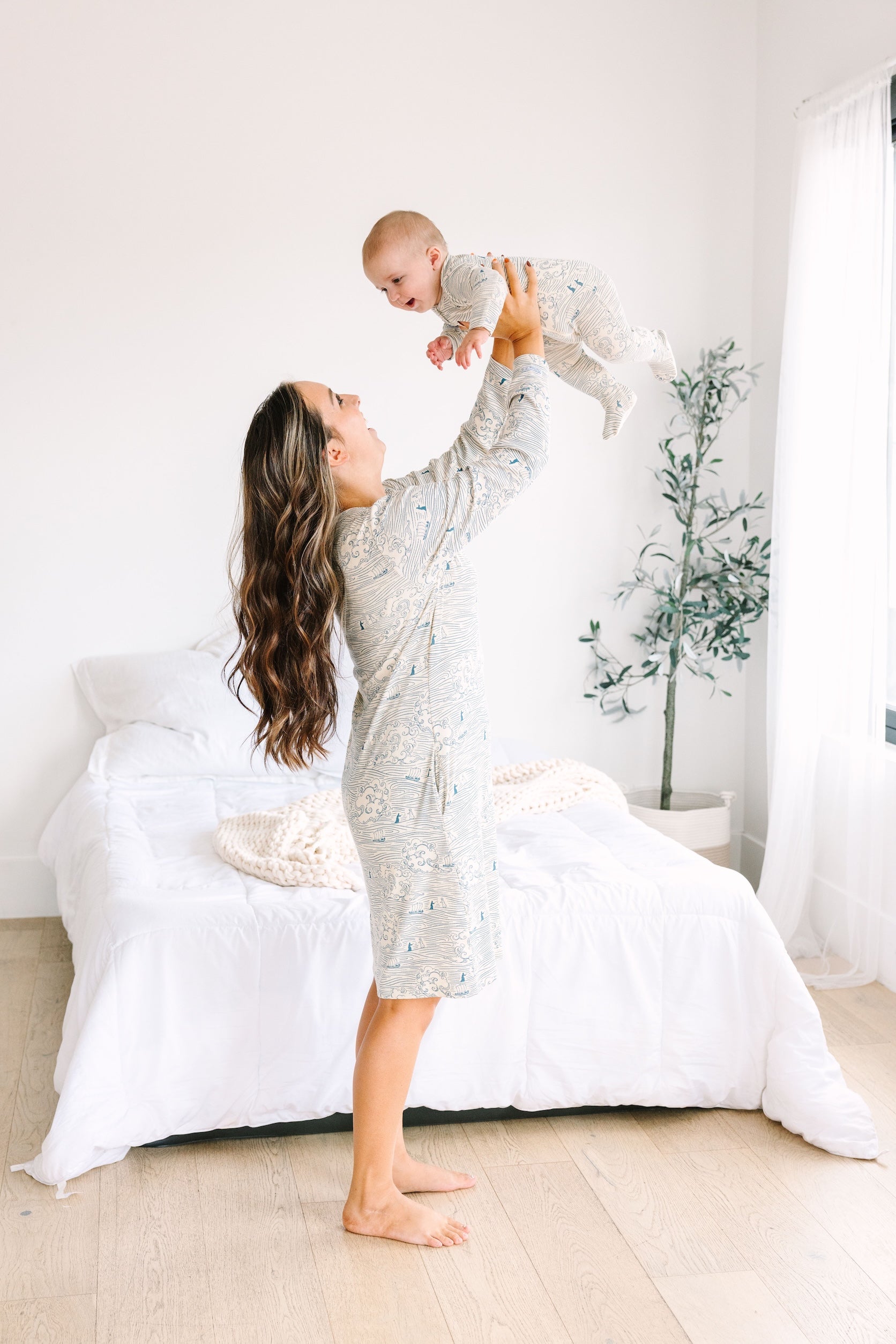 Walking On Water Womens Nightgown Pj Ribbed Cotton-bamboo Blend