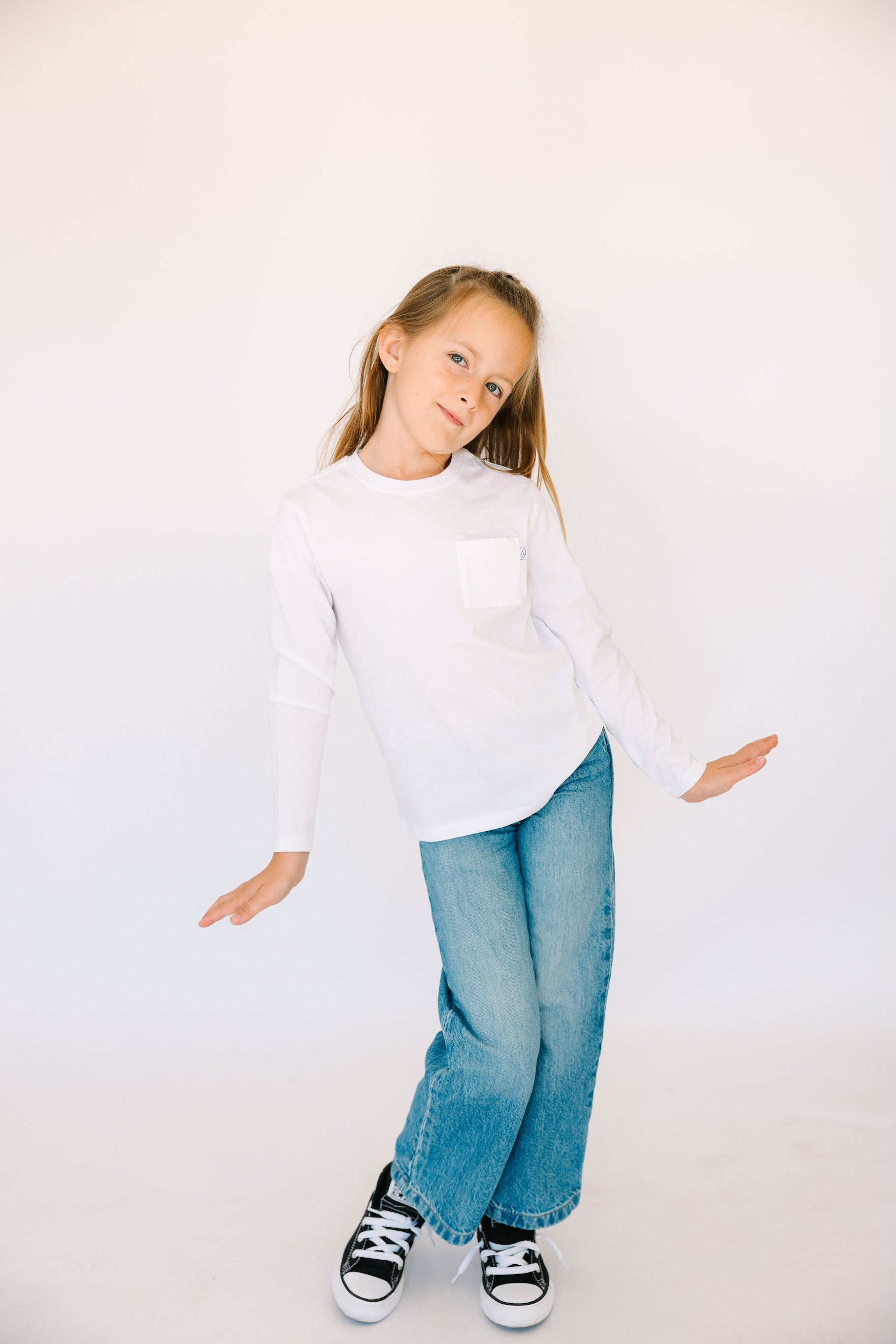 White Prayer Pocket Long Sleeve Shirt Cotton