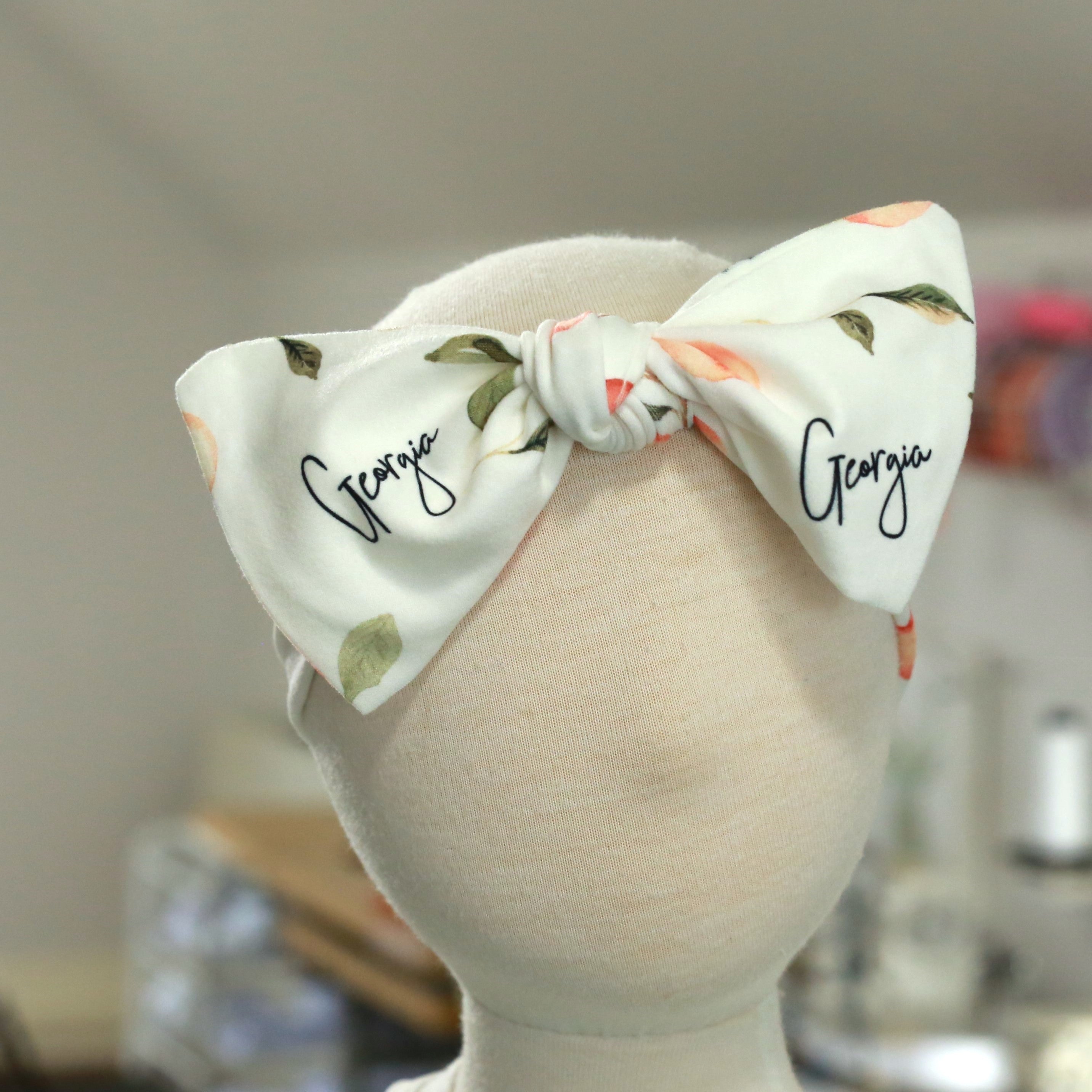 Georgia Peach Hat – Personalized Baby Accessory Set | Soft Infant Hats & Headbands