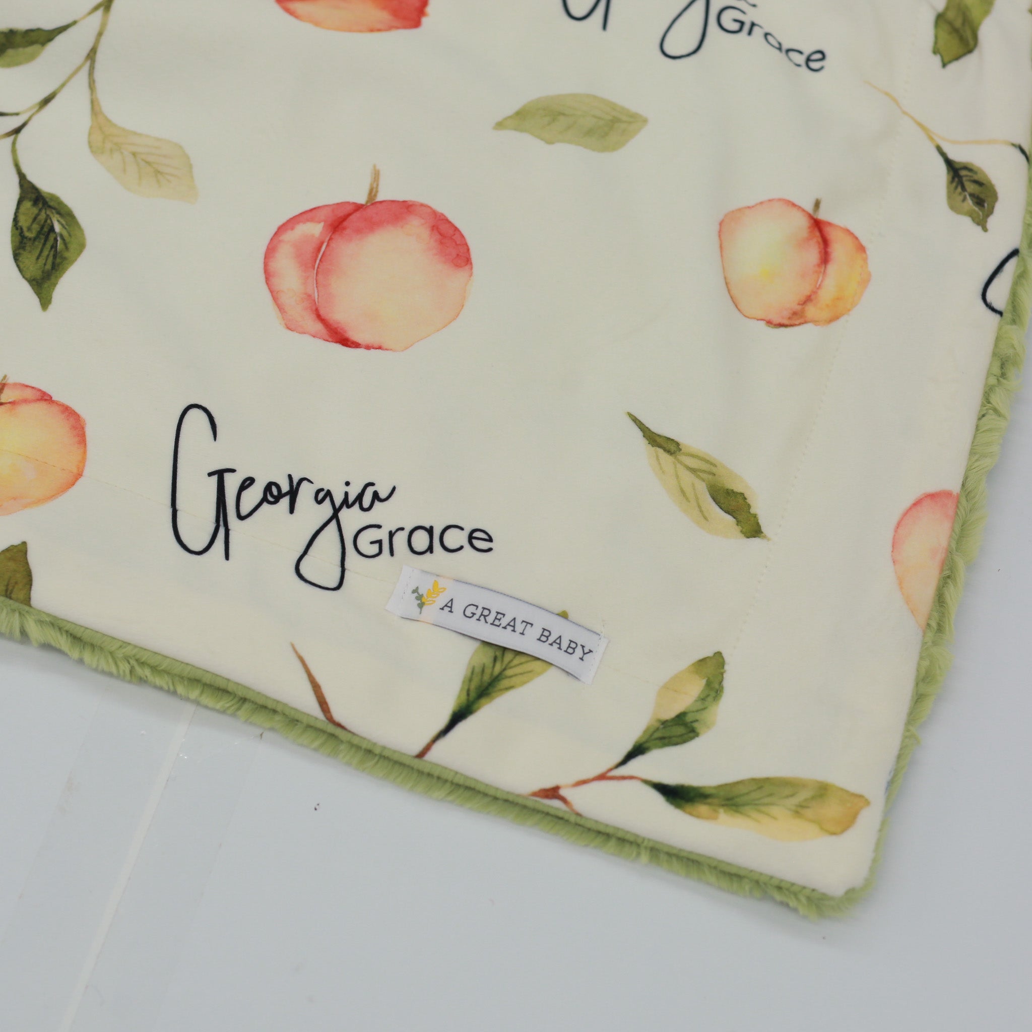 Personalized Baby Blanket – Soft  Peach Newborn Deluxe Minky Fur Wrap