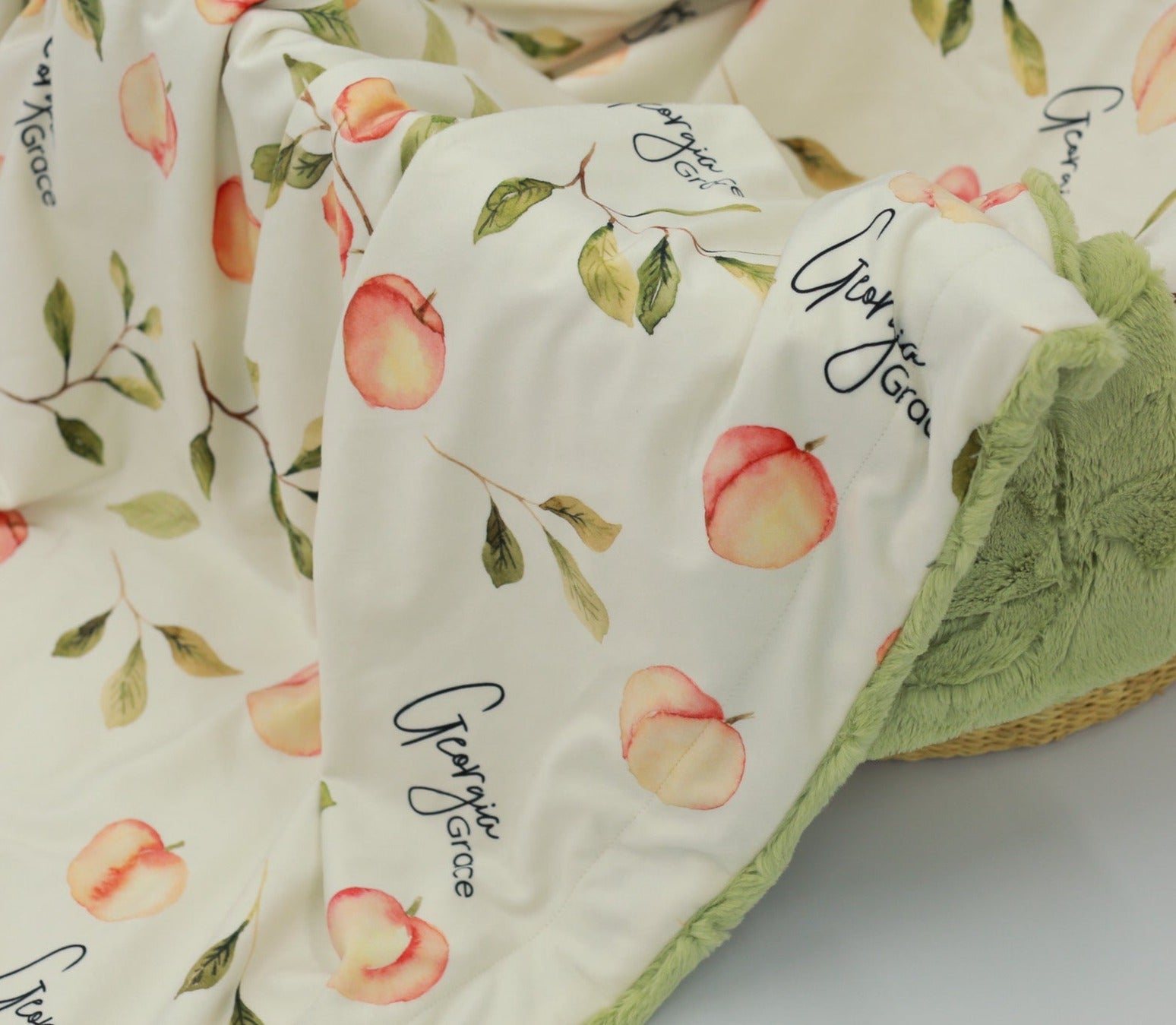 Personalized Baby Blanket – Soft  Peach Newborn Deluxe Minky Fur Wrap