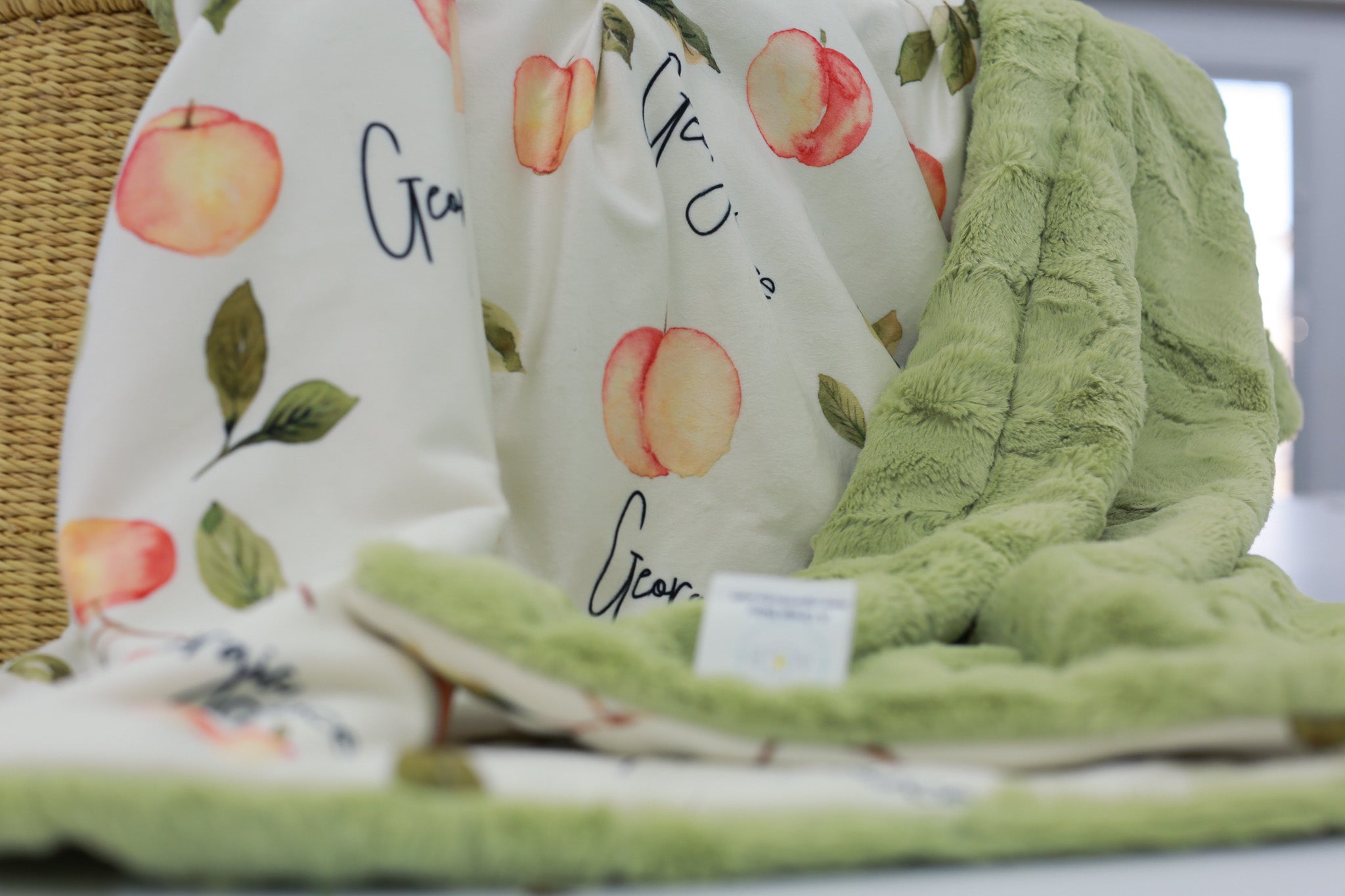 Personalized Baby Blanket – Soft  Peach Newborn Deluxe Minky Fur Wrap