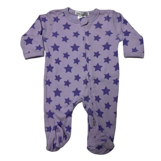 Baby Zipper Footie - Tonal Lilac Stars