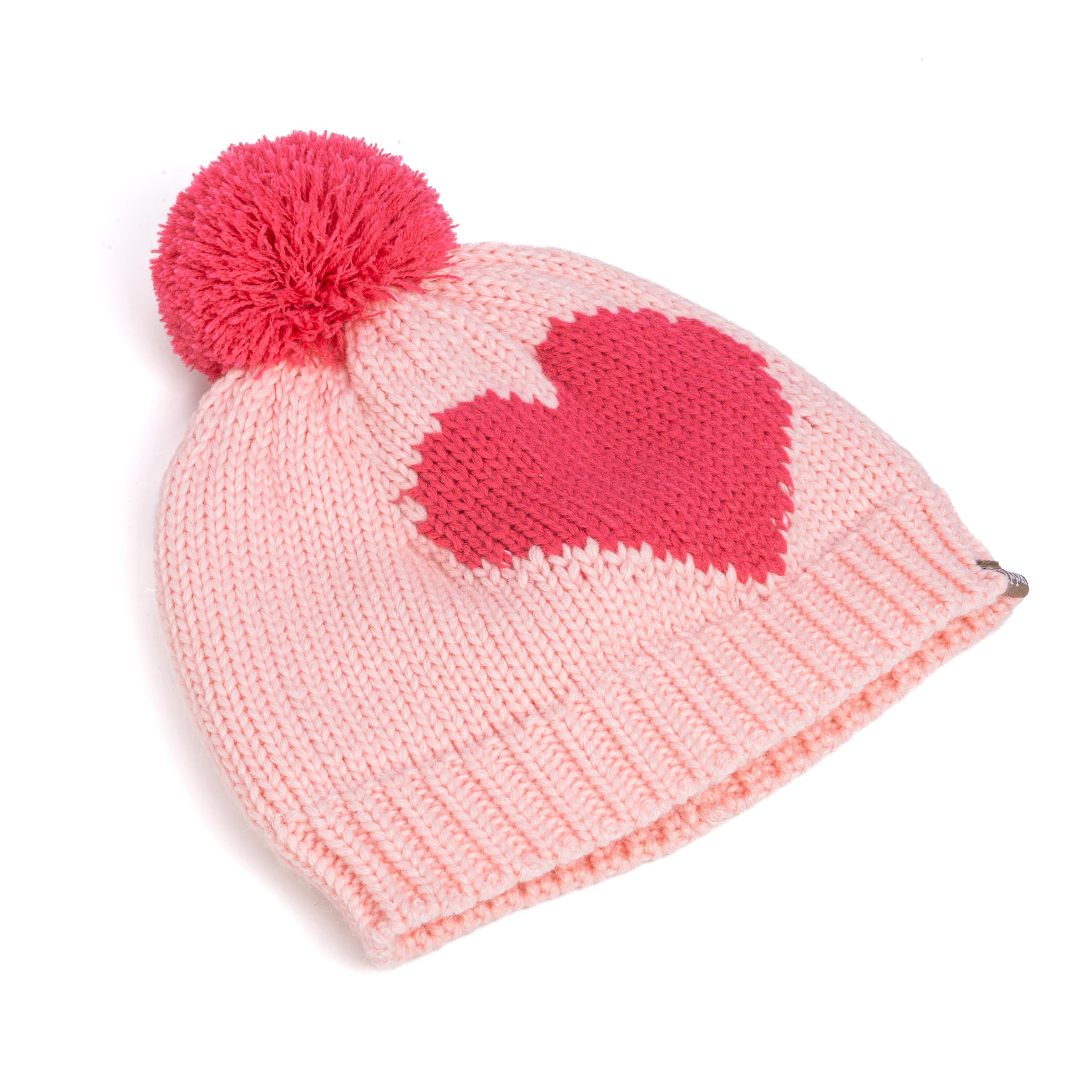Knit Kids Fall Winter Hat With Heart Design For Girls 1-6 Years, Fleece-lined For Cold Weather