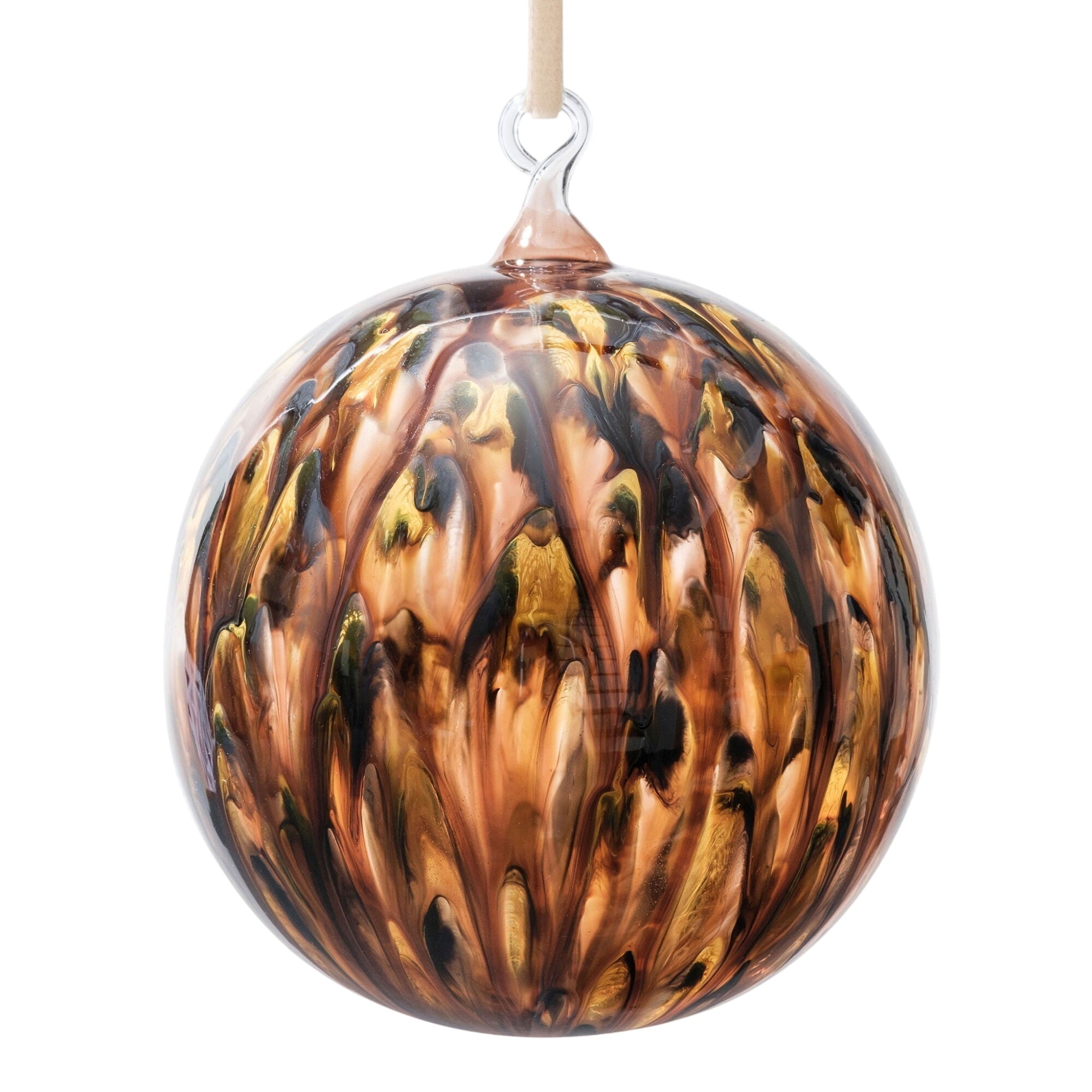 Feather Paint Large Glass Balls, Tortoiseshell, Set Of Two