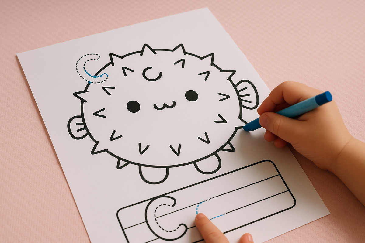 Kawaii Ocean Alphabet Tracing & Coloring Book | Digital Download Pdf