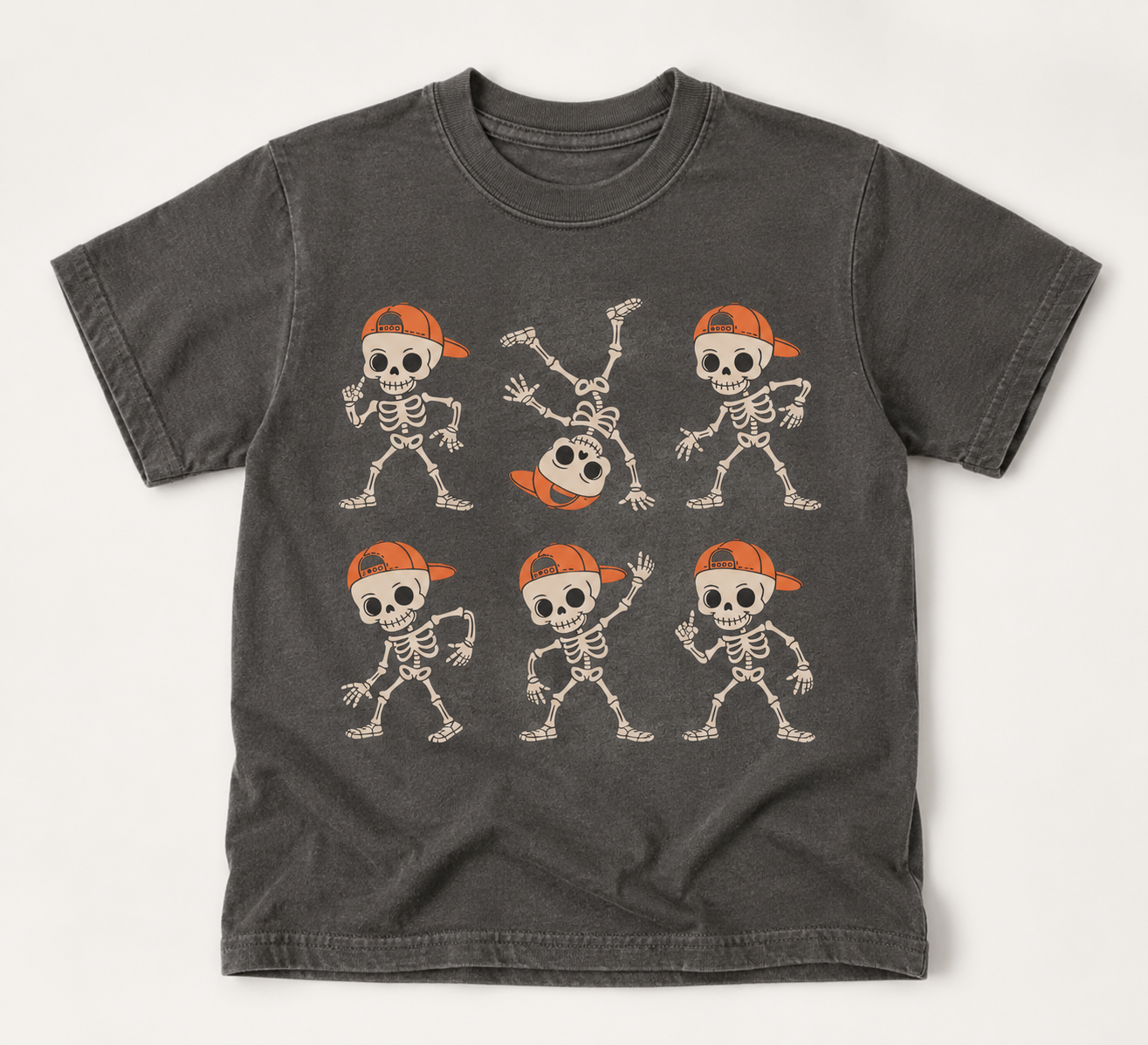 Kids Dancing Skeletons Halloween Youth Comfort Colors® T-shirt | Vintage Skeleton Graphic Tee