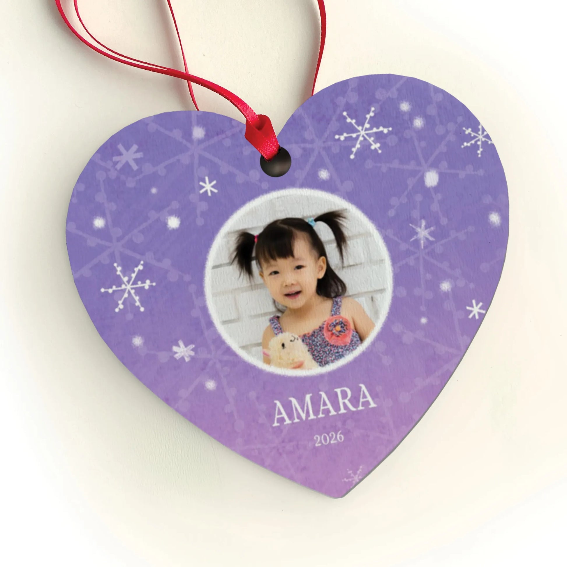 Flurry of Love Personalized Heart Photo Ornament