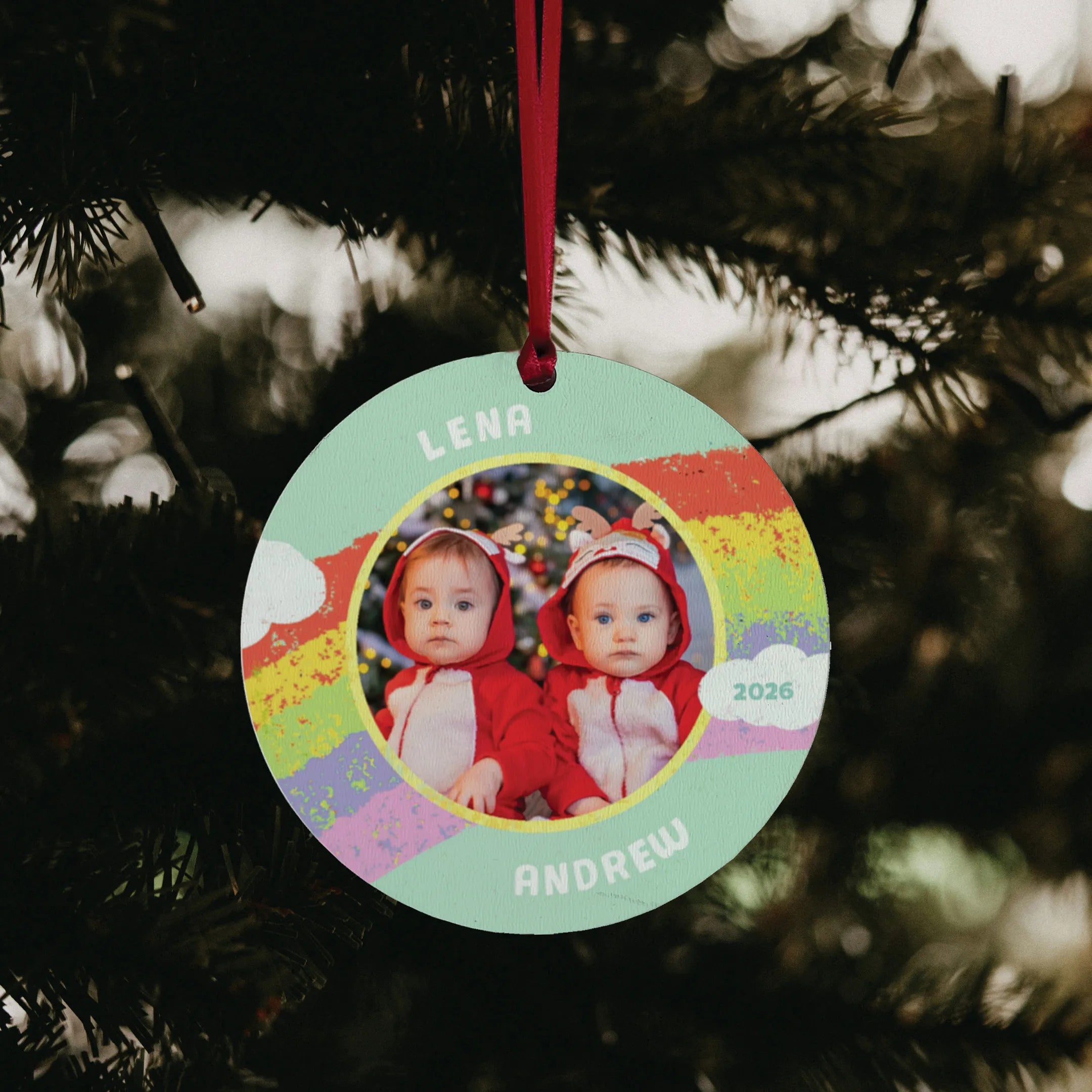Rainbow Personalized Photo Ornament