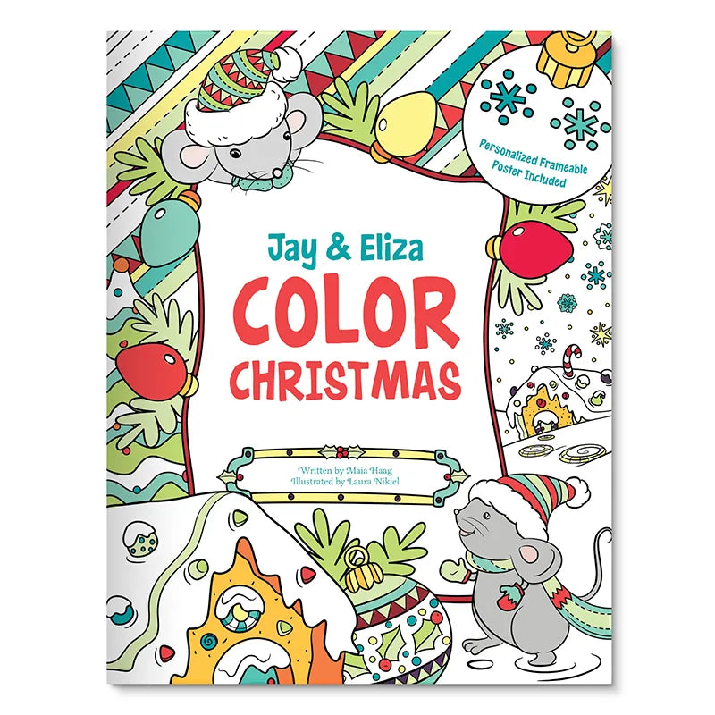 Color Christmas with Me Adult and Child Personalized Coloring Book