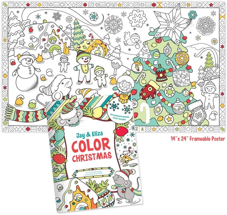 Color Christmas with Me Adult and Child Personalized Coloring Book