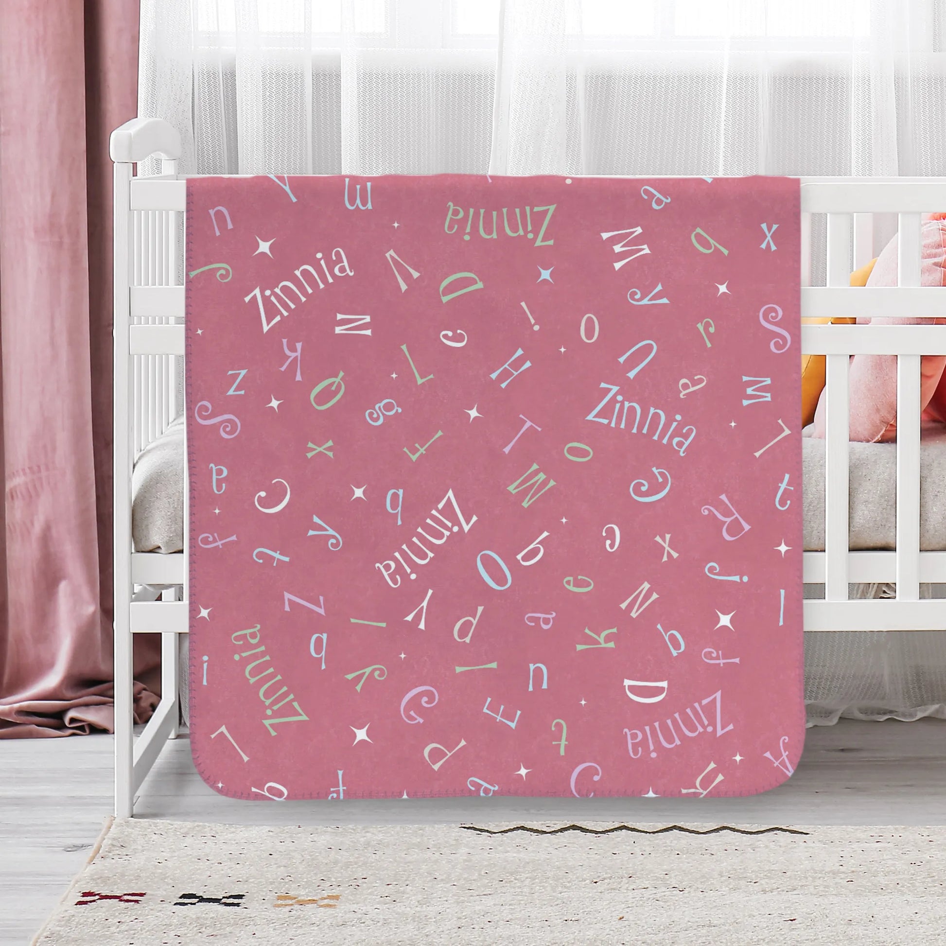 Name Toss Personalized Blanket – Pink, Sherpa