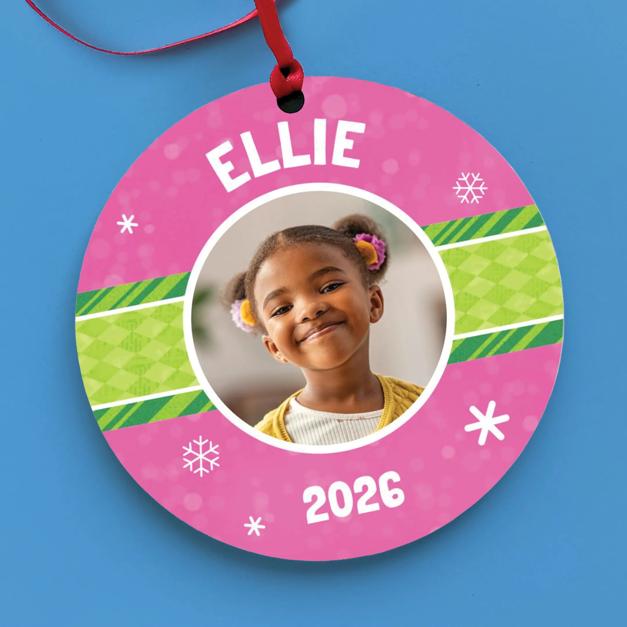 Festive Ribbon Personalized Photo Ornament