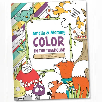Color in the Treehouse with Me Adult and Child Personalized Coloring Book