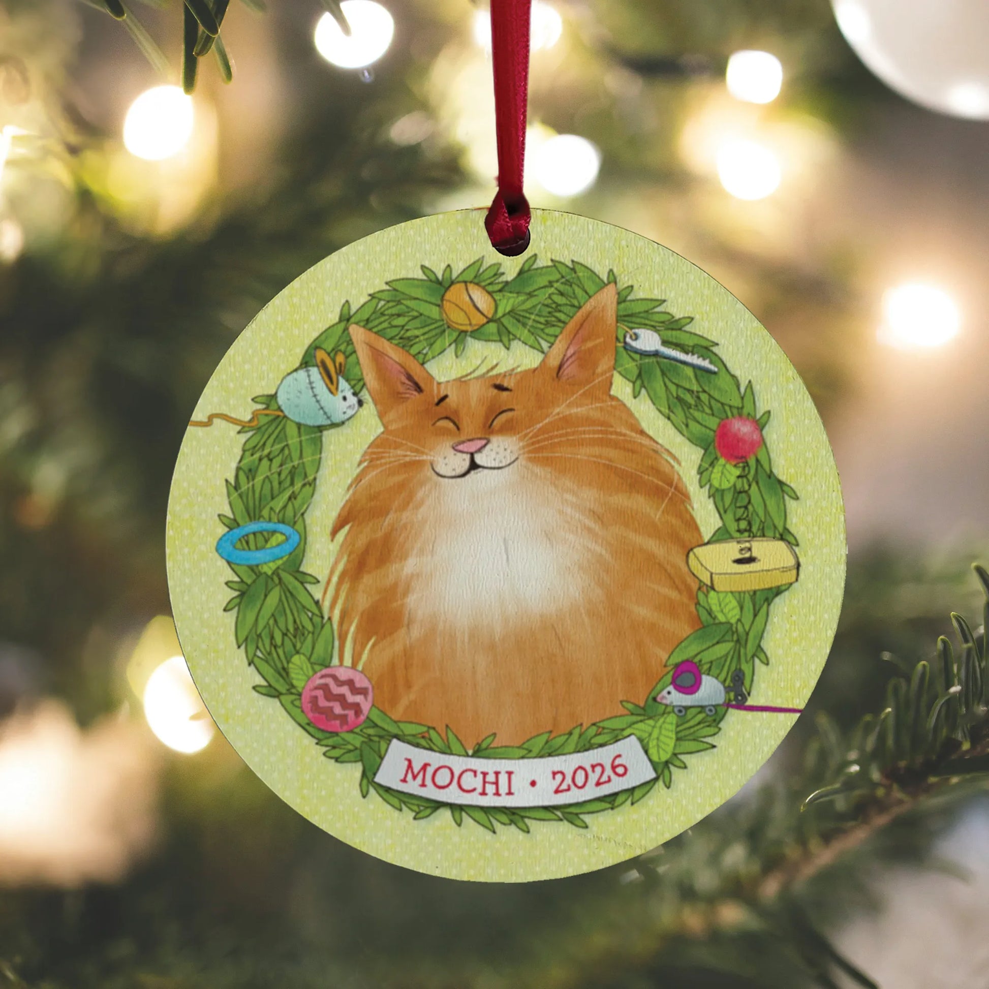 Merry Cat Personalized Ornament