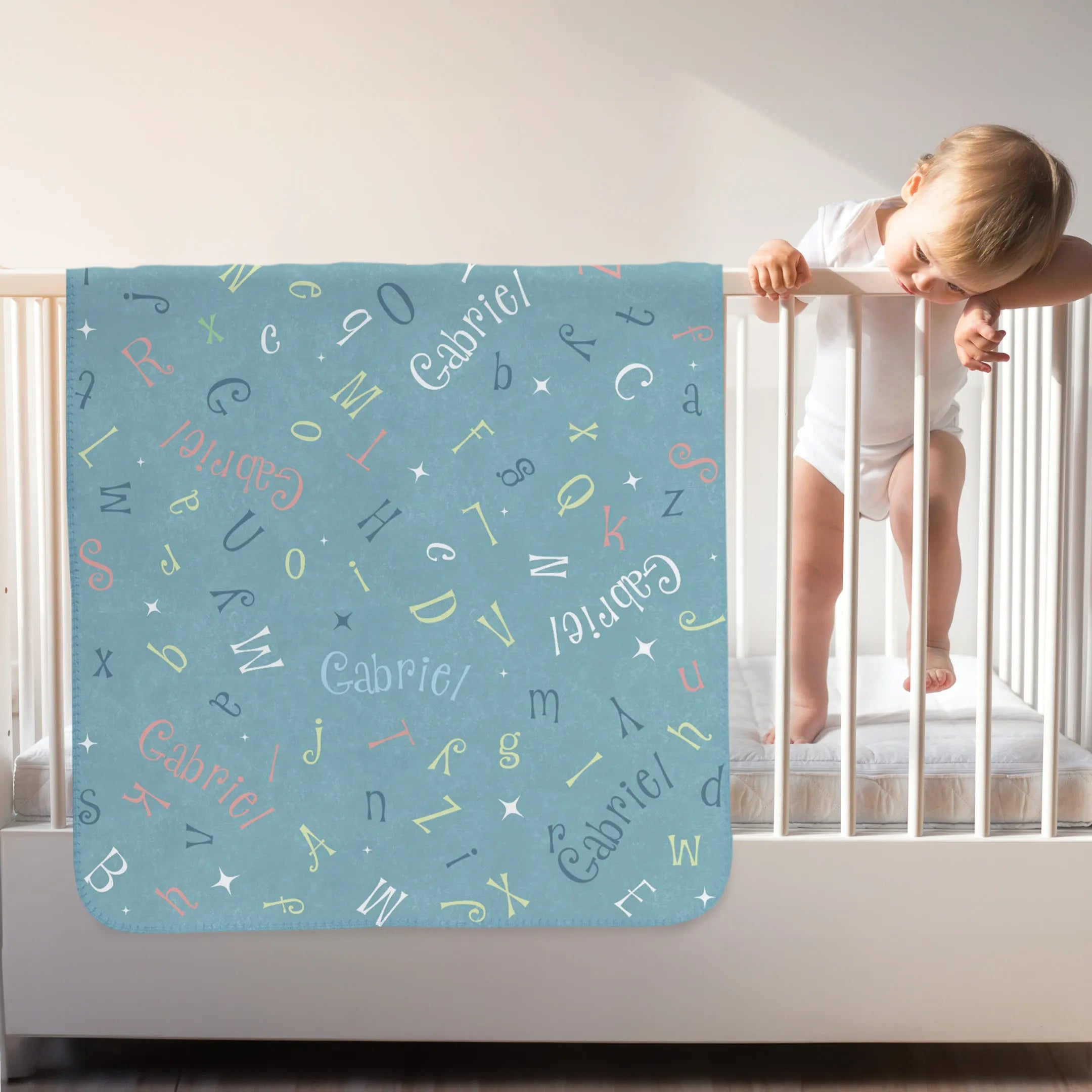 Name Toss Personalized Blanket – Light Blue, Sherpa